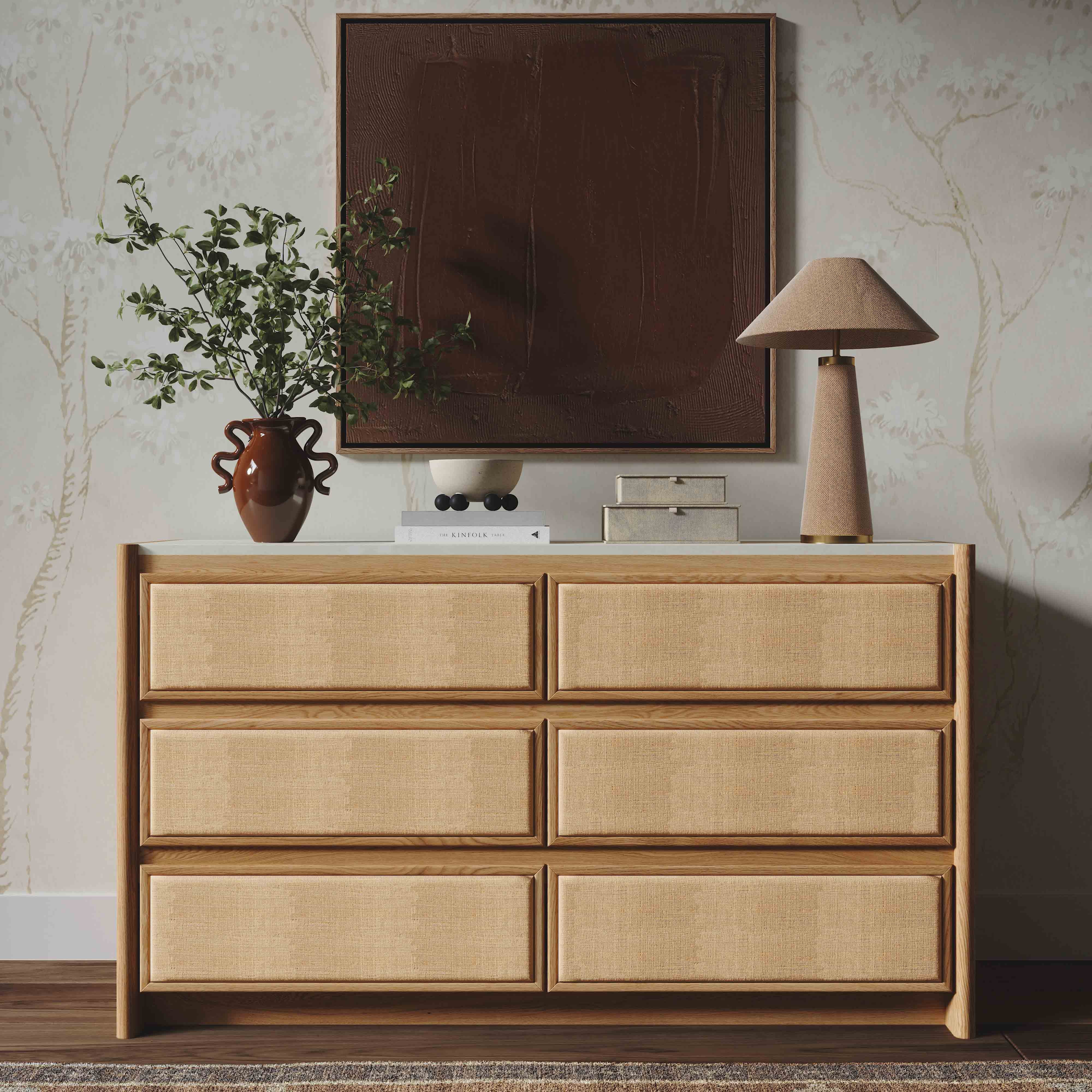 Paige 56" Natural Oak 6-Drawer Dresser - Image 2