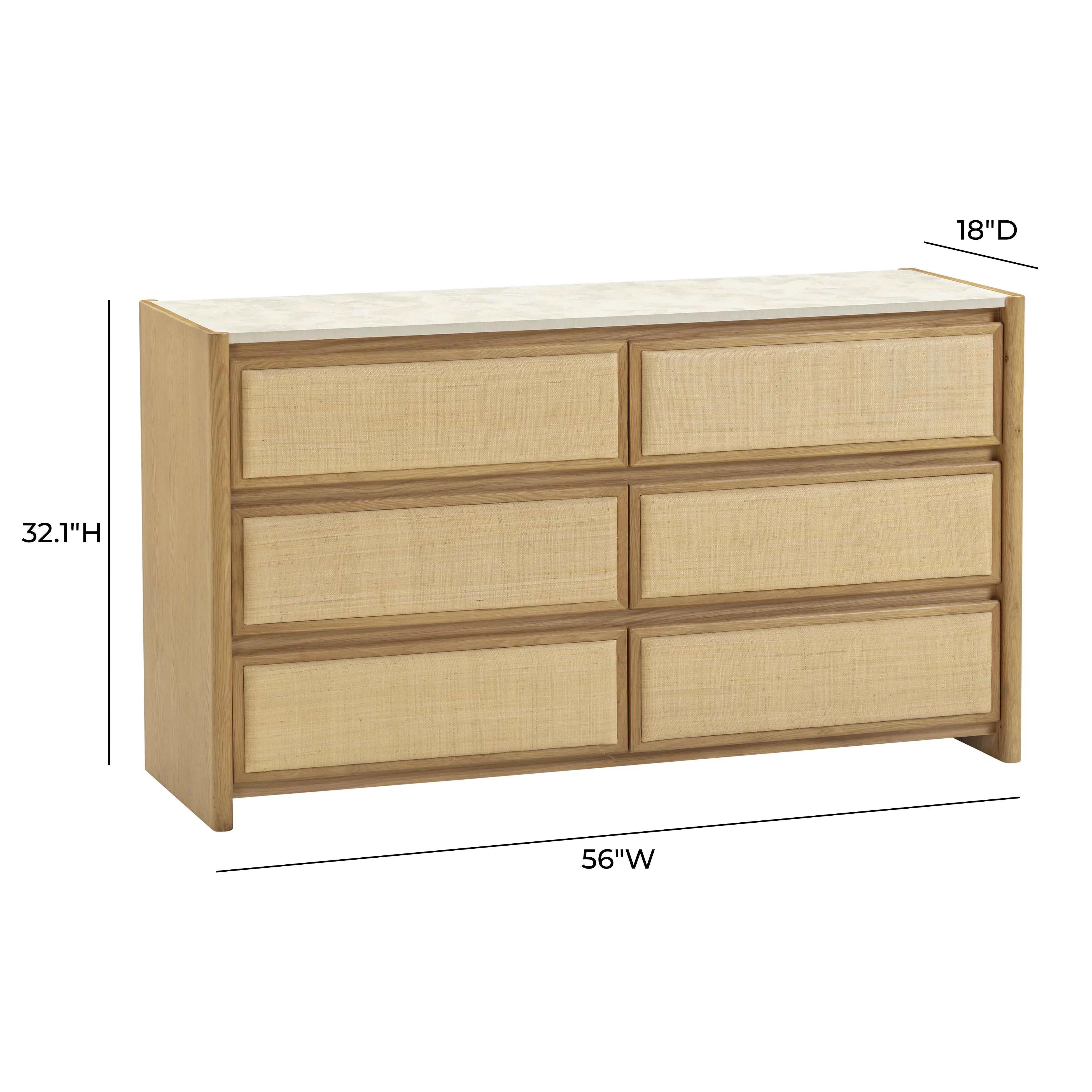 Paige 56" Natural Oak 6-Drawer Dresser - Image 5