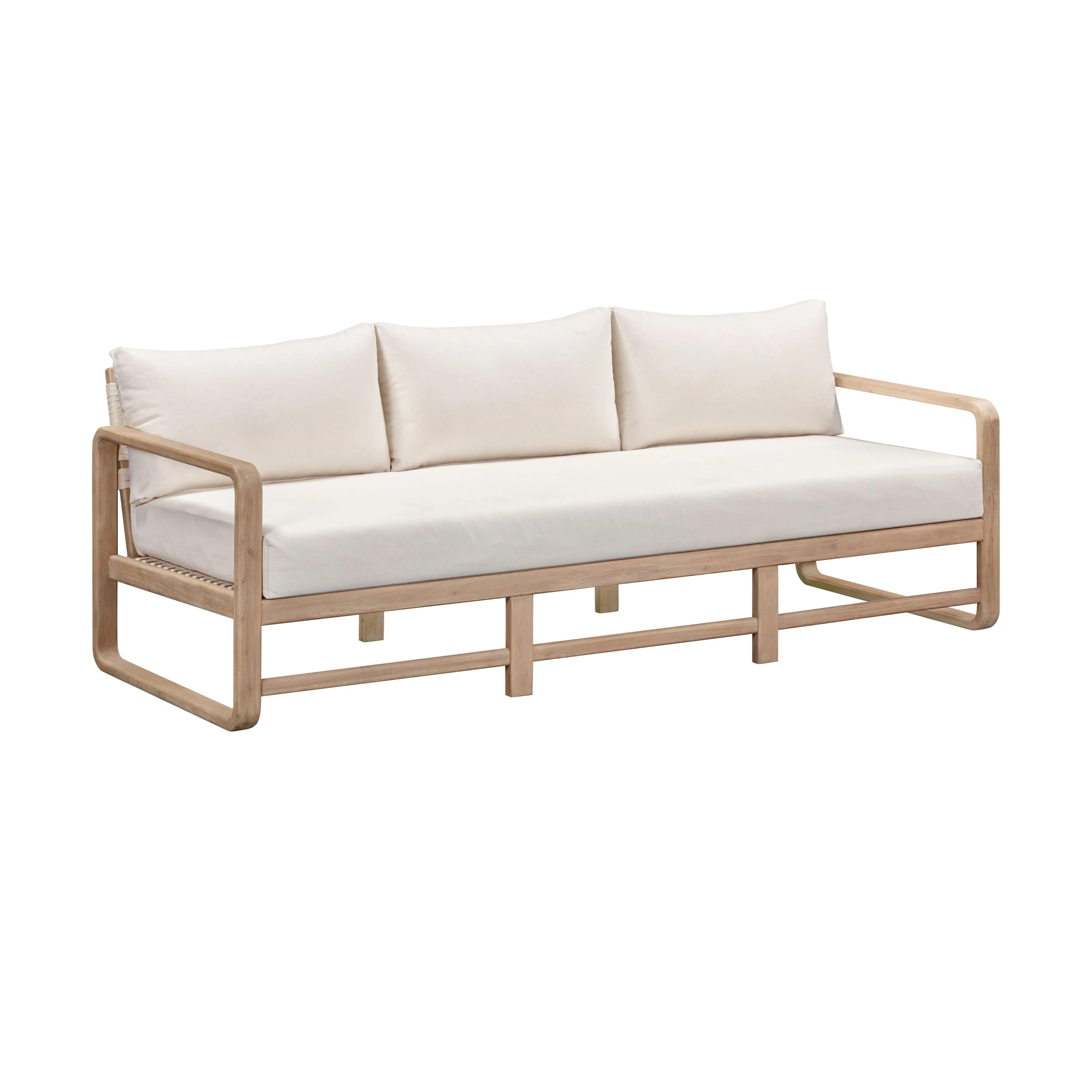 Palata 84" Cream Performance Fabric Outdoor Sofa - Image 3