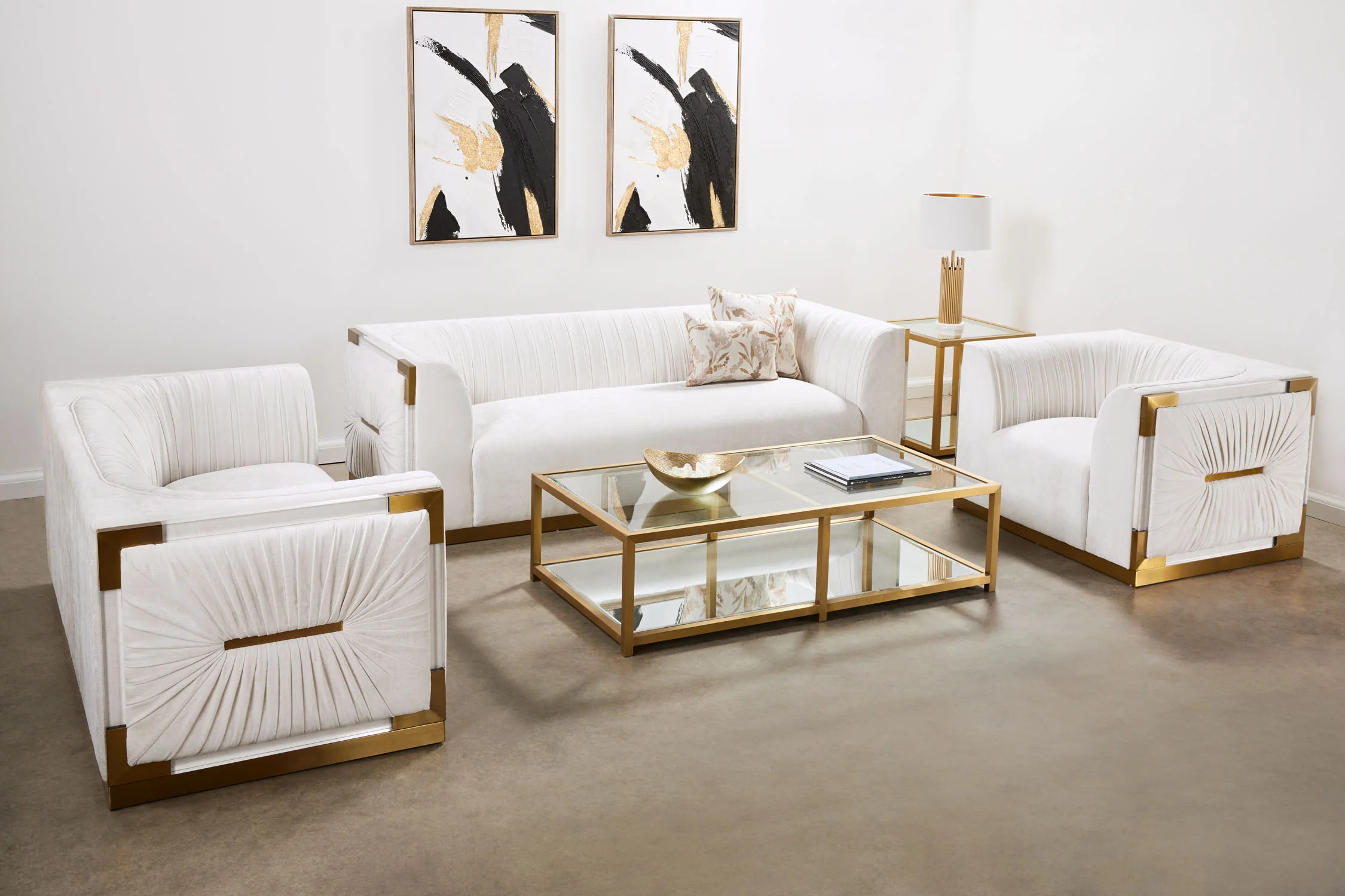 Paloma Gold Loveseat Contessa Vanilla - Image 2