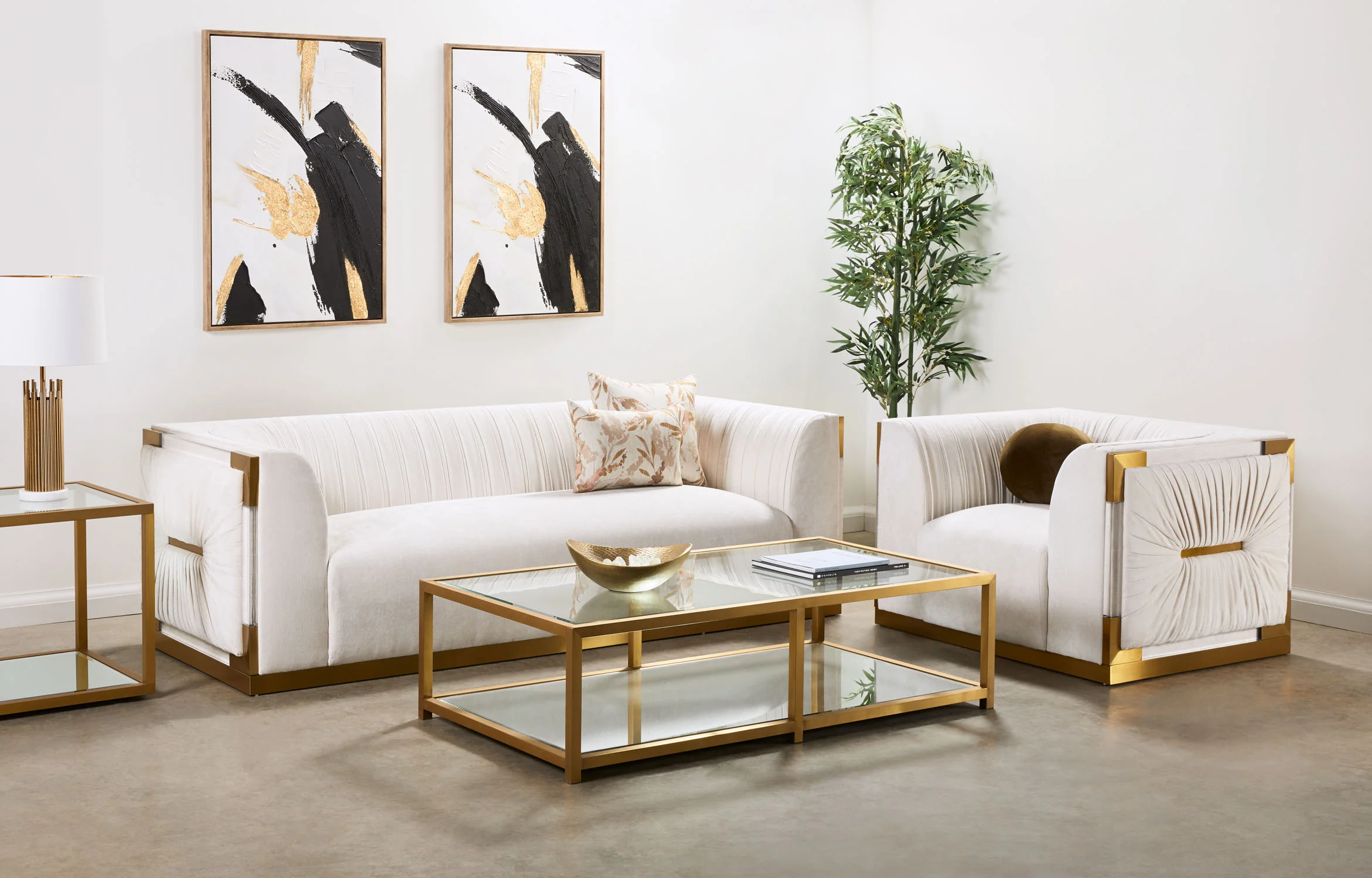 Paloma Gold Loveseat Contessa Vanilla - Image 6