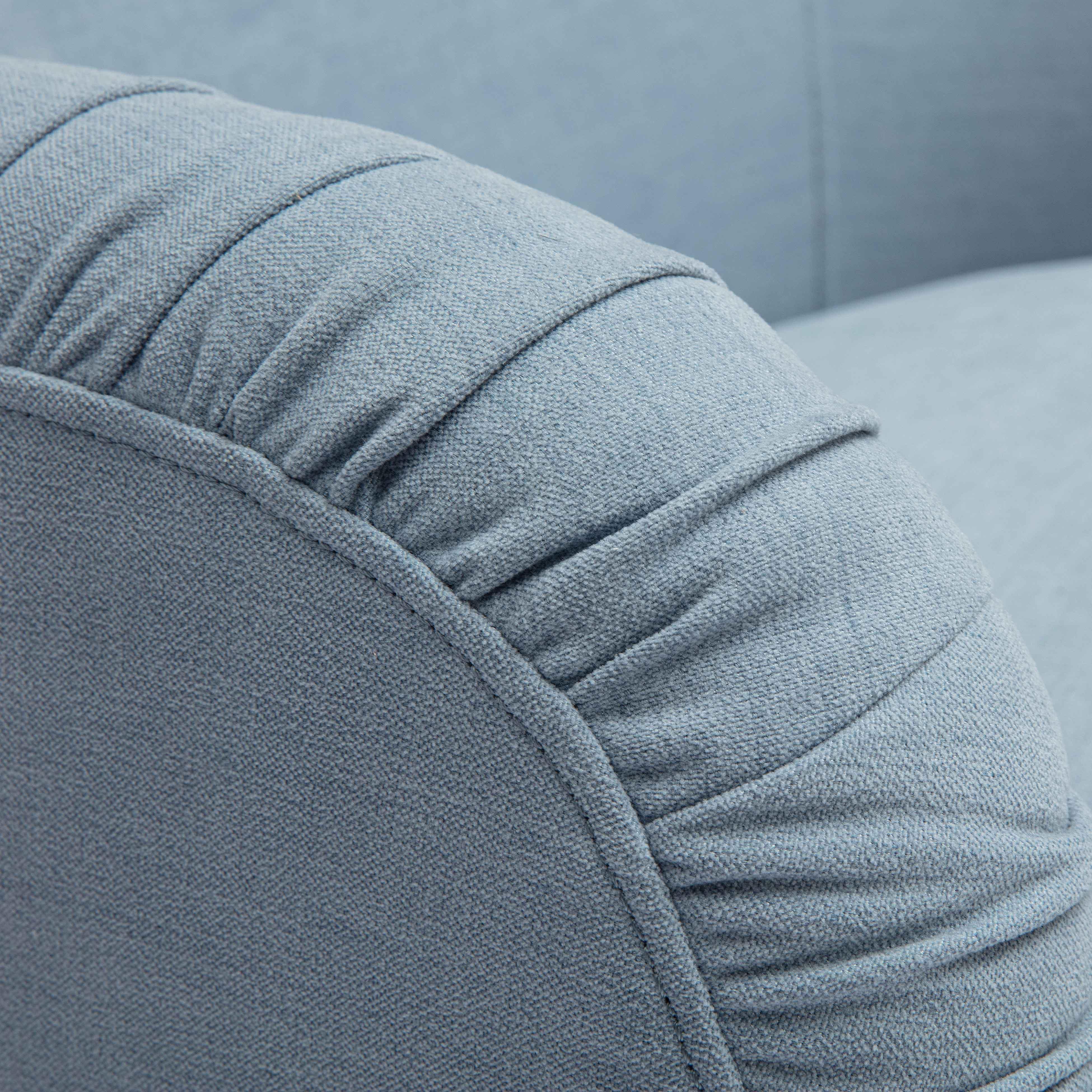 Pamela Faded Blue Upcycled Performance Fabric Tasseled Lounge Accent Chair - Image 6