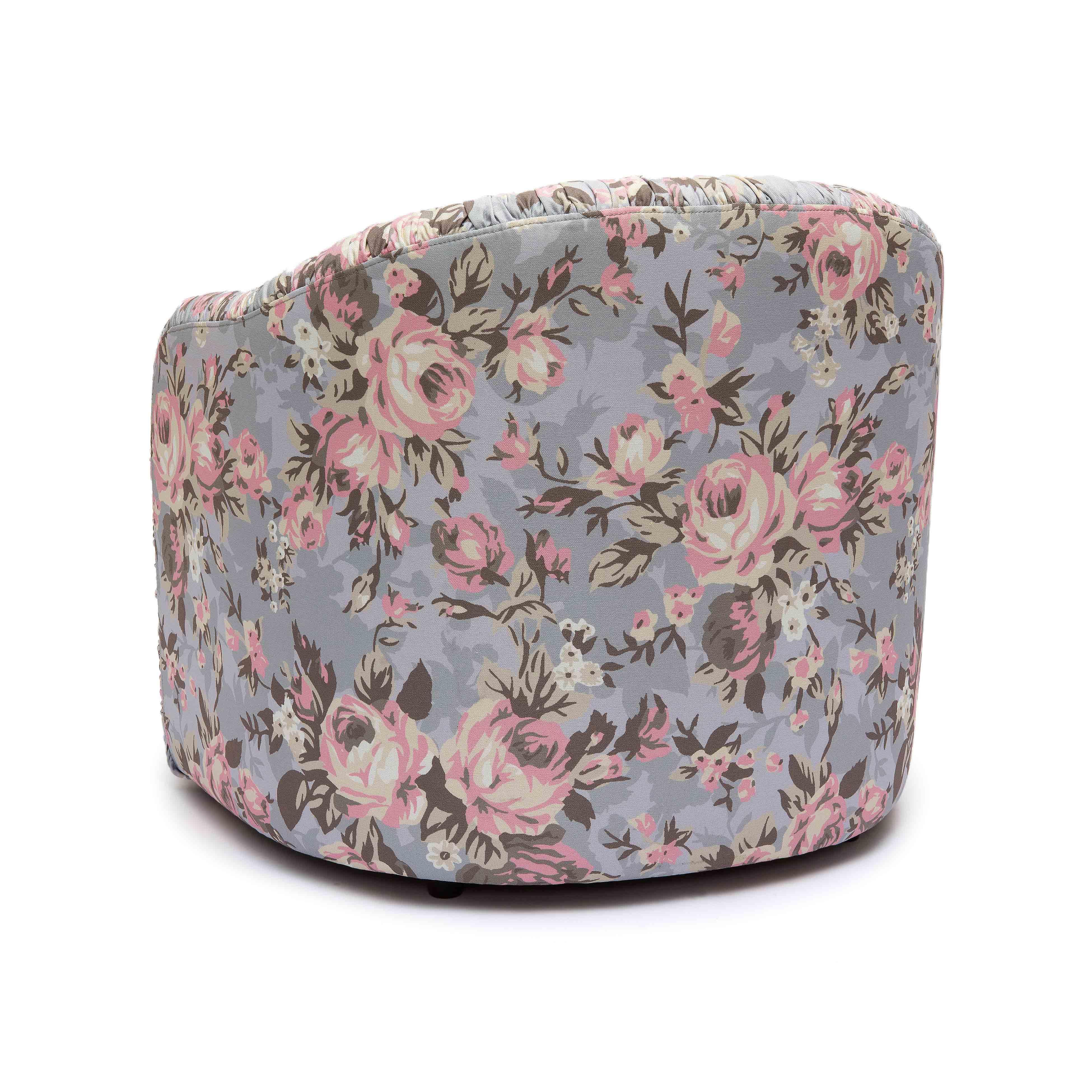 Pamela Spring Floral Print Performance Fabric Tasseled Lounge Accent Chair - Image 4