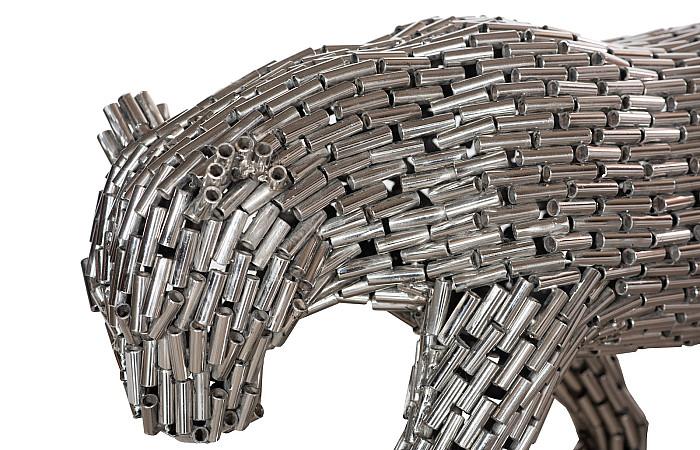 Panther Pipe Sculpture, Walking, Stainless Steel, Small - Image 3