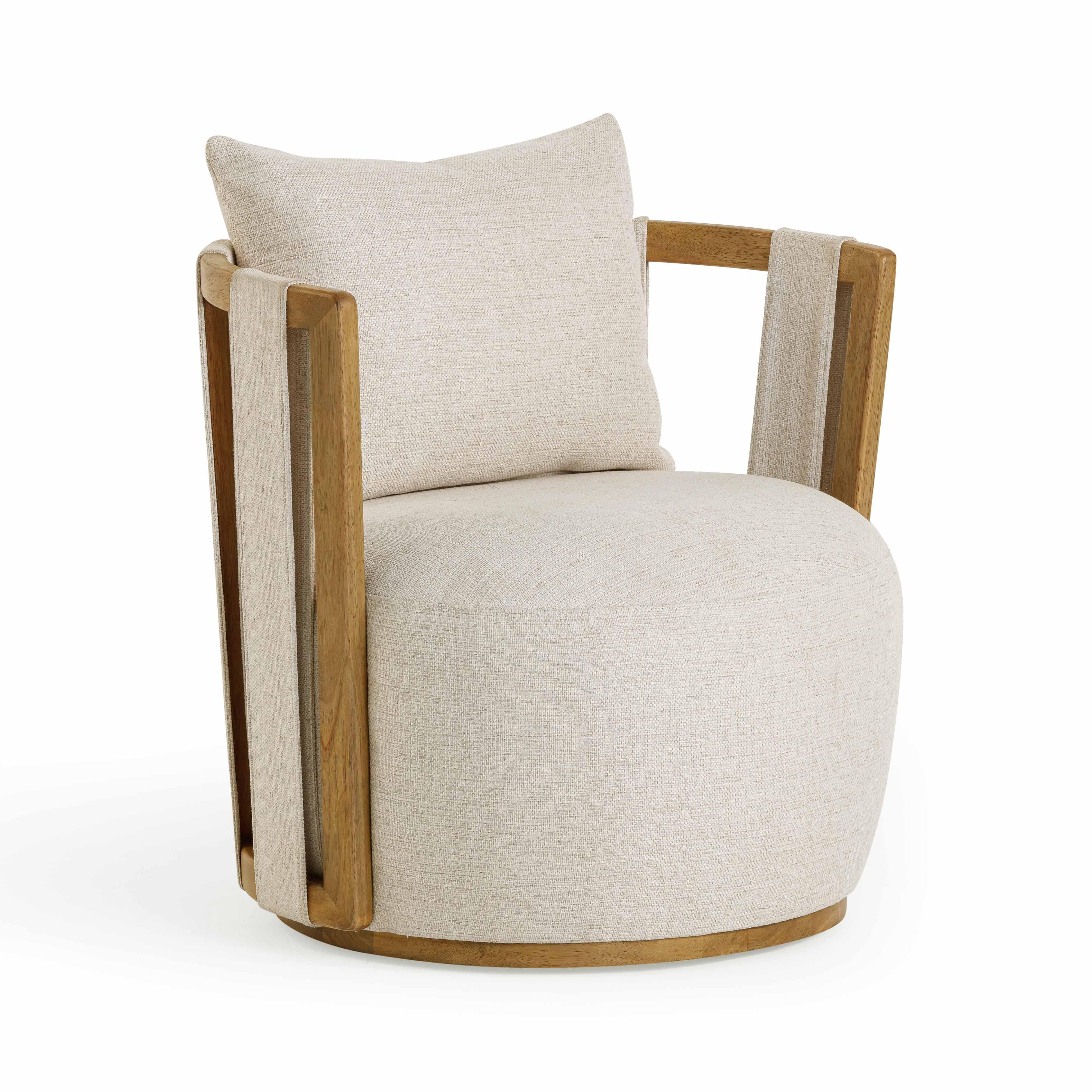 Paolo Textured Contract-Grade Weave Fabric Swivel Accent Chair - Image 3