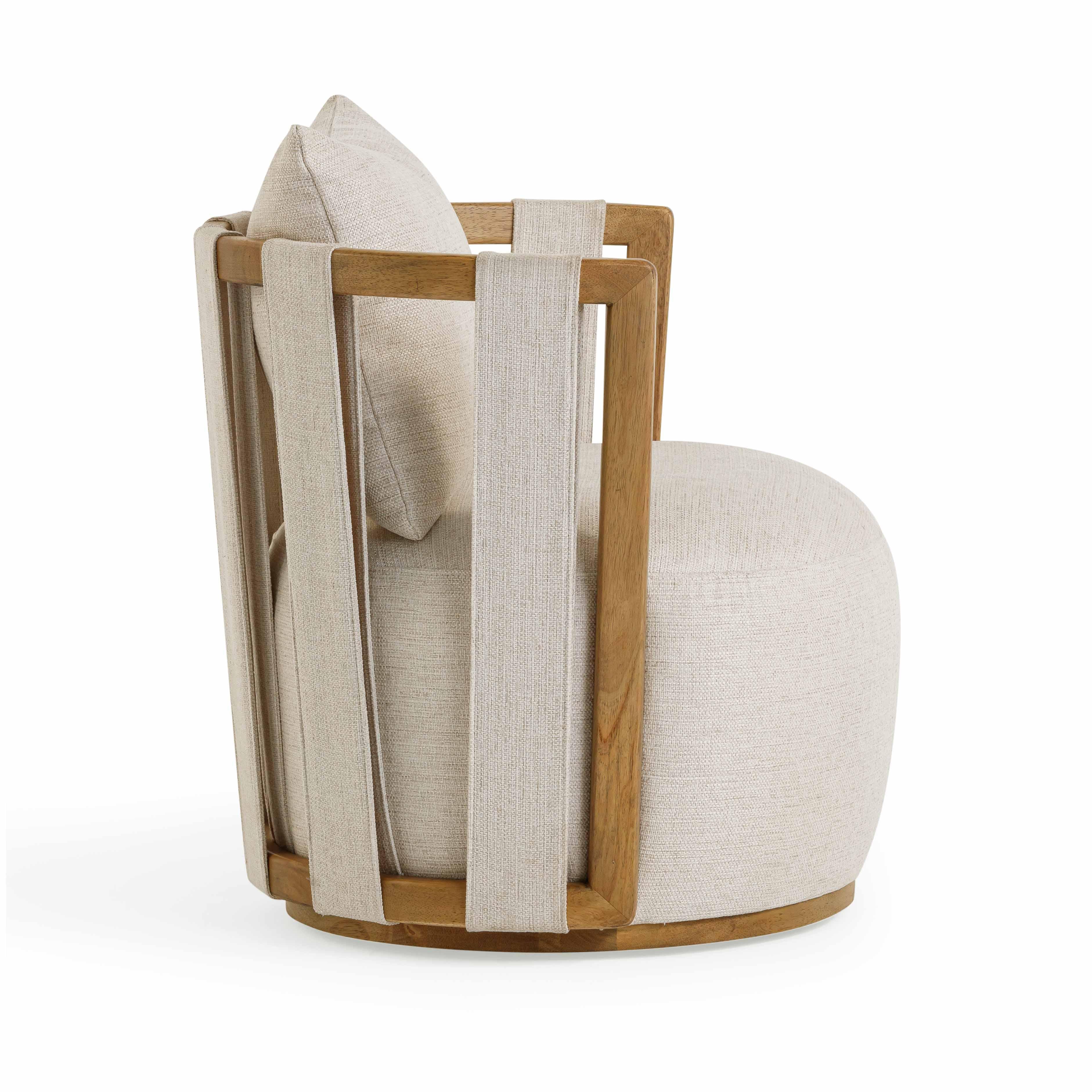 Paolo Textured Contract-Grade Weave Fabric Swivel Accent Chair - Image 7