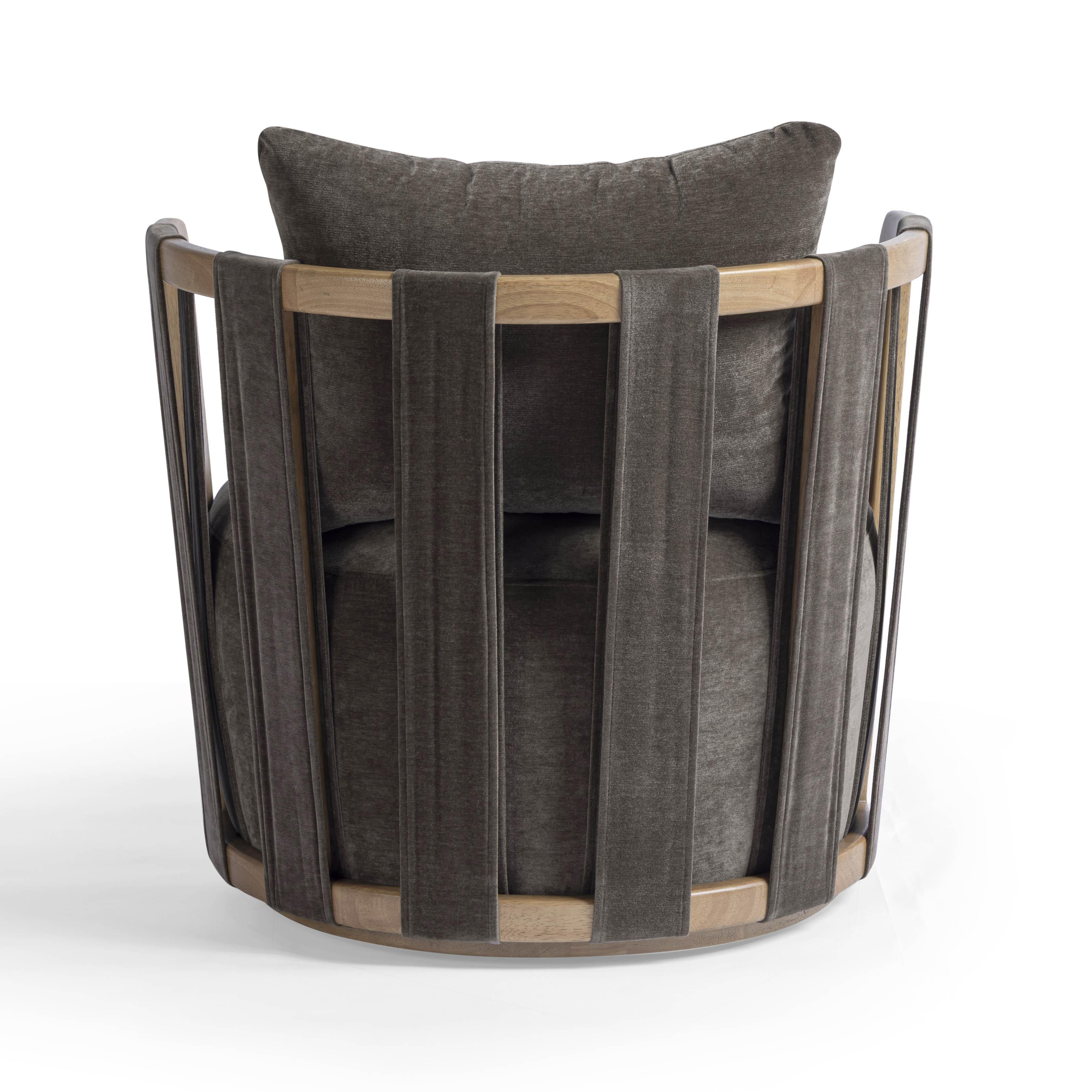 Paolo Upcycled Contract-Grade Fabric Swivel Accent Chair - Image 15