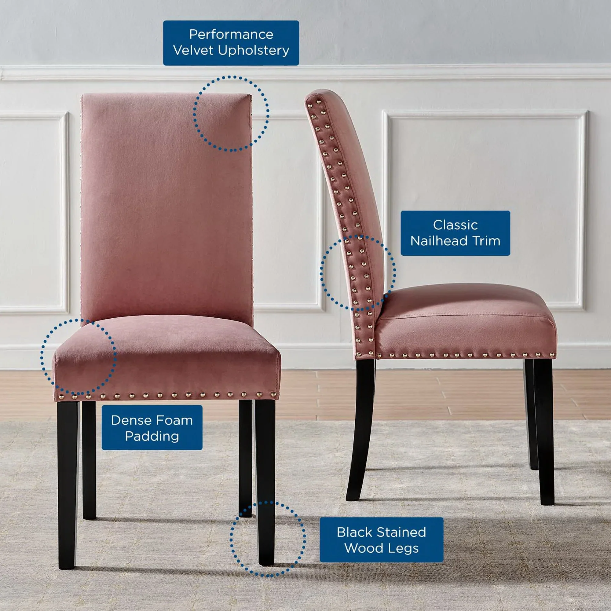 Parcel Performance Velvet Dining Side Chairs Set of 2 - Image 19