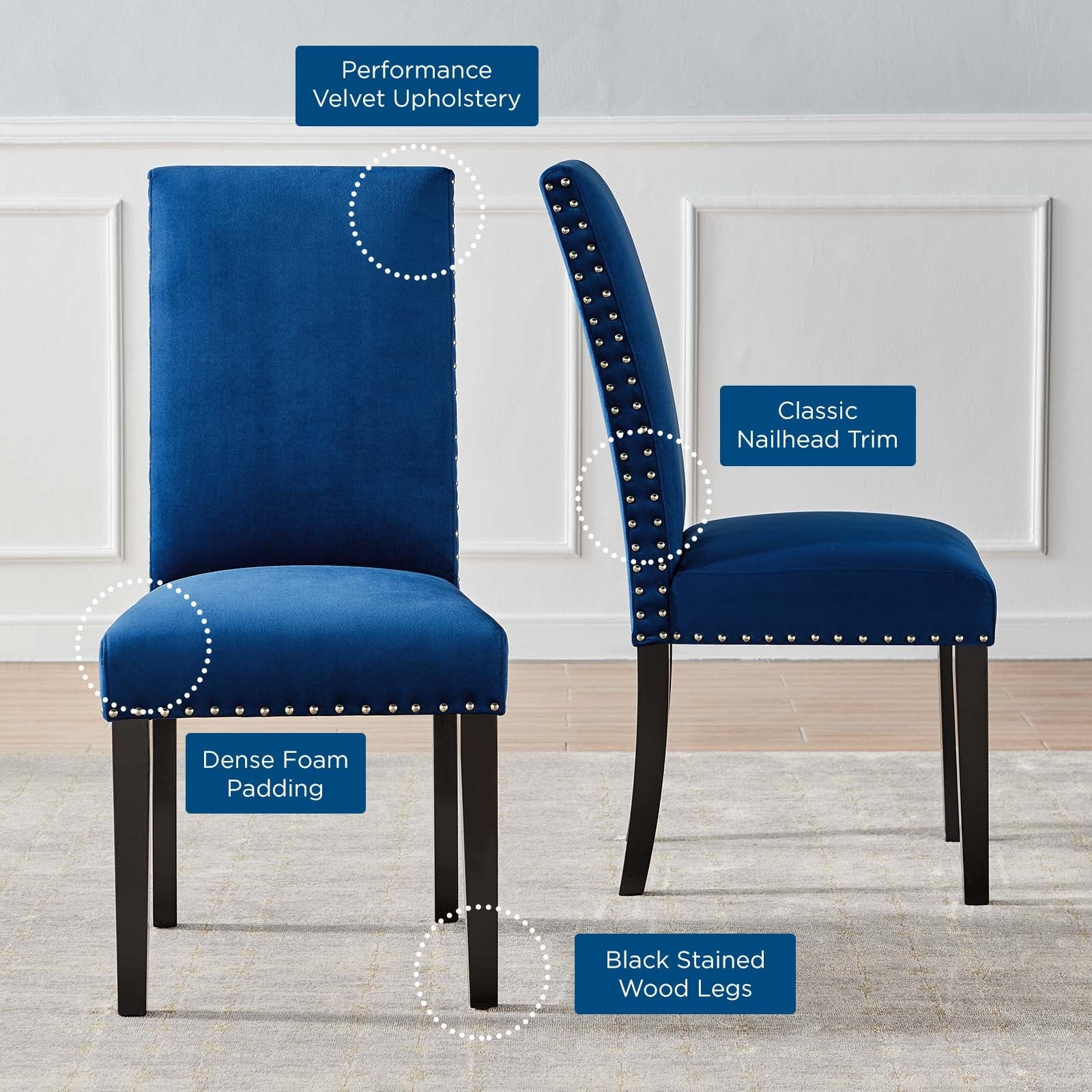 Parcel Performance Velvet Dining Side Chairs Set of 2 - Image 29