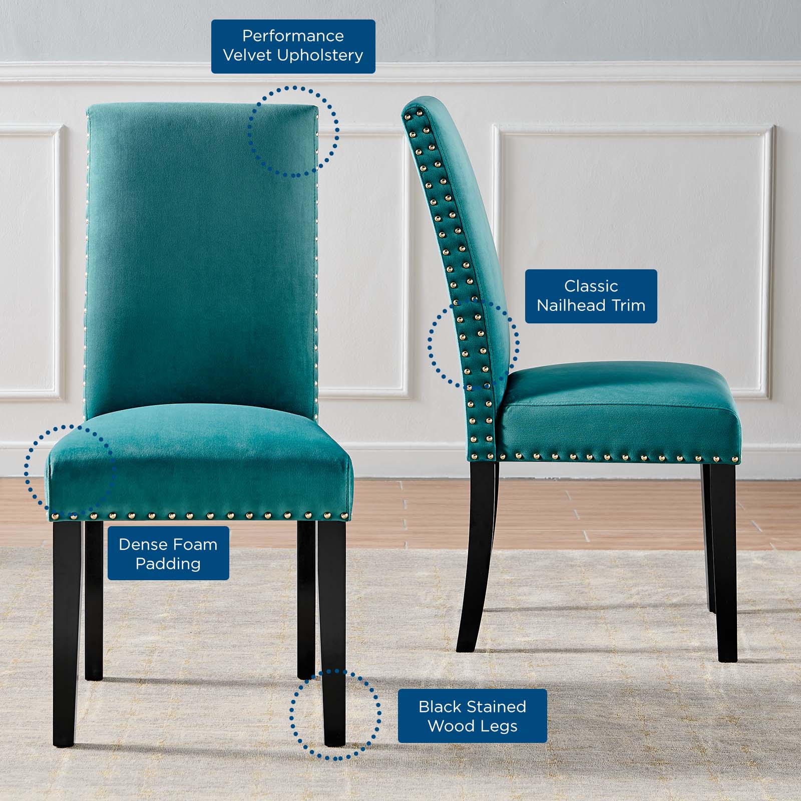 Parcel Performance Velvet Dining Side Chairs Set of 2 - Image 39