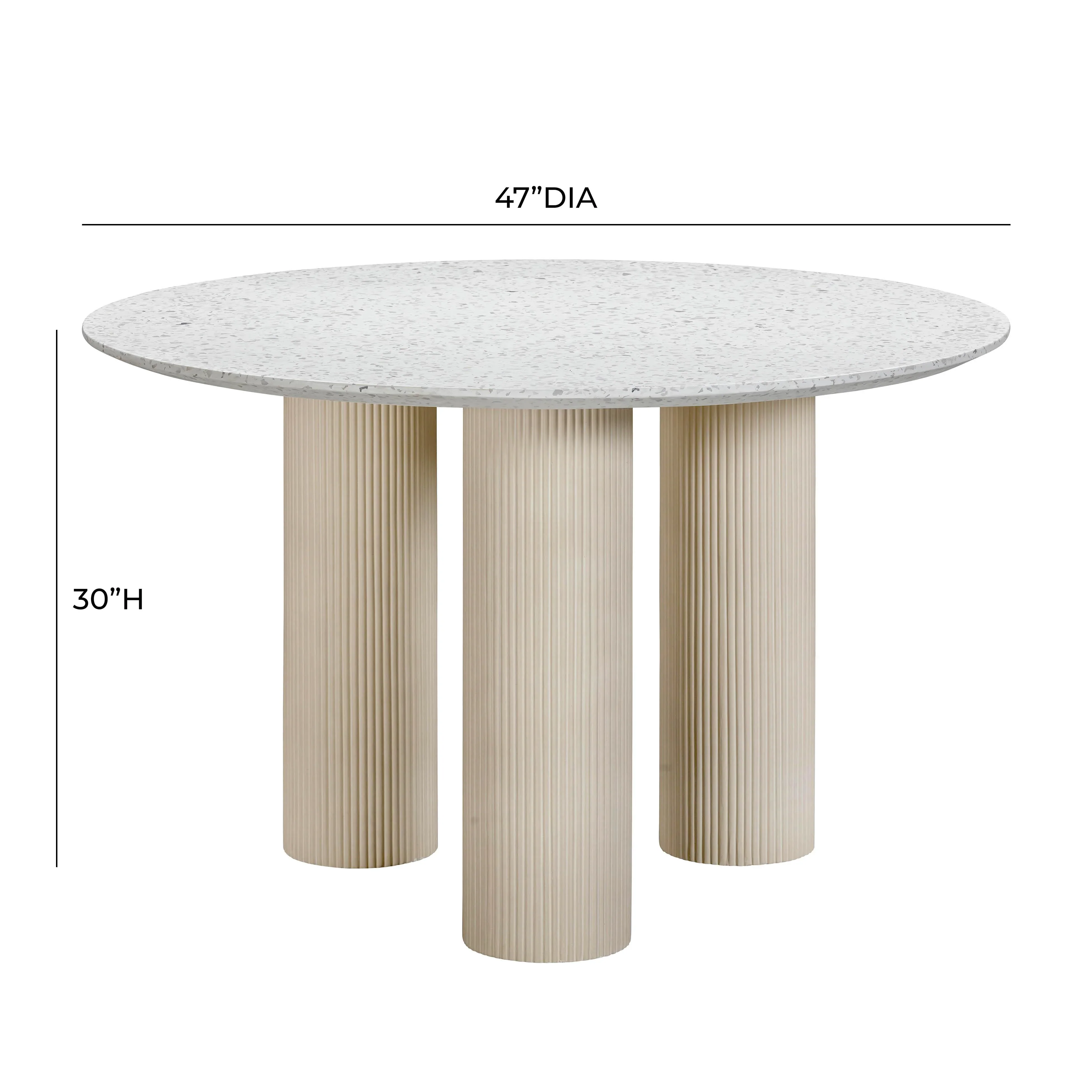 Parcino 47" Faux Terrazzo Concrete Indoor/Outdoor Round Dining Table - Image 8