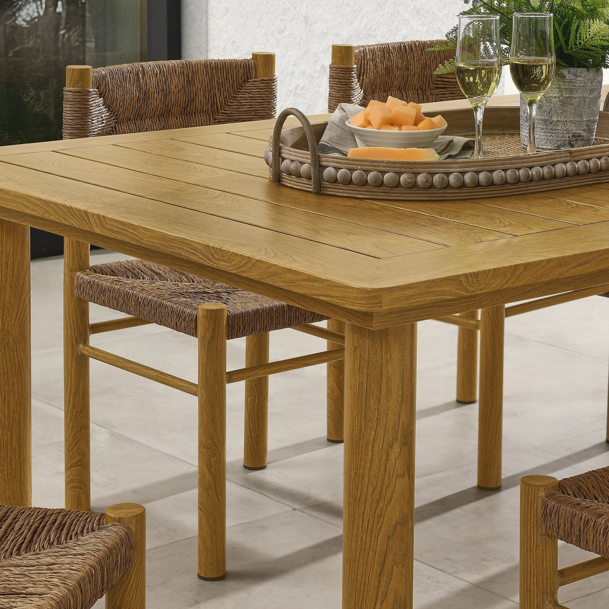 Parkland 7-Piece Rectangular Outdoor Patio Rattan and Aluminum Dining Table and Chairs Set - Image 3
