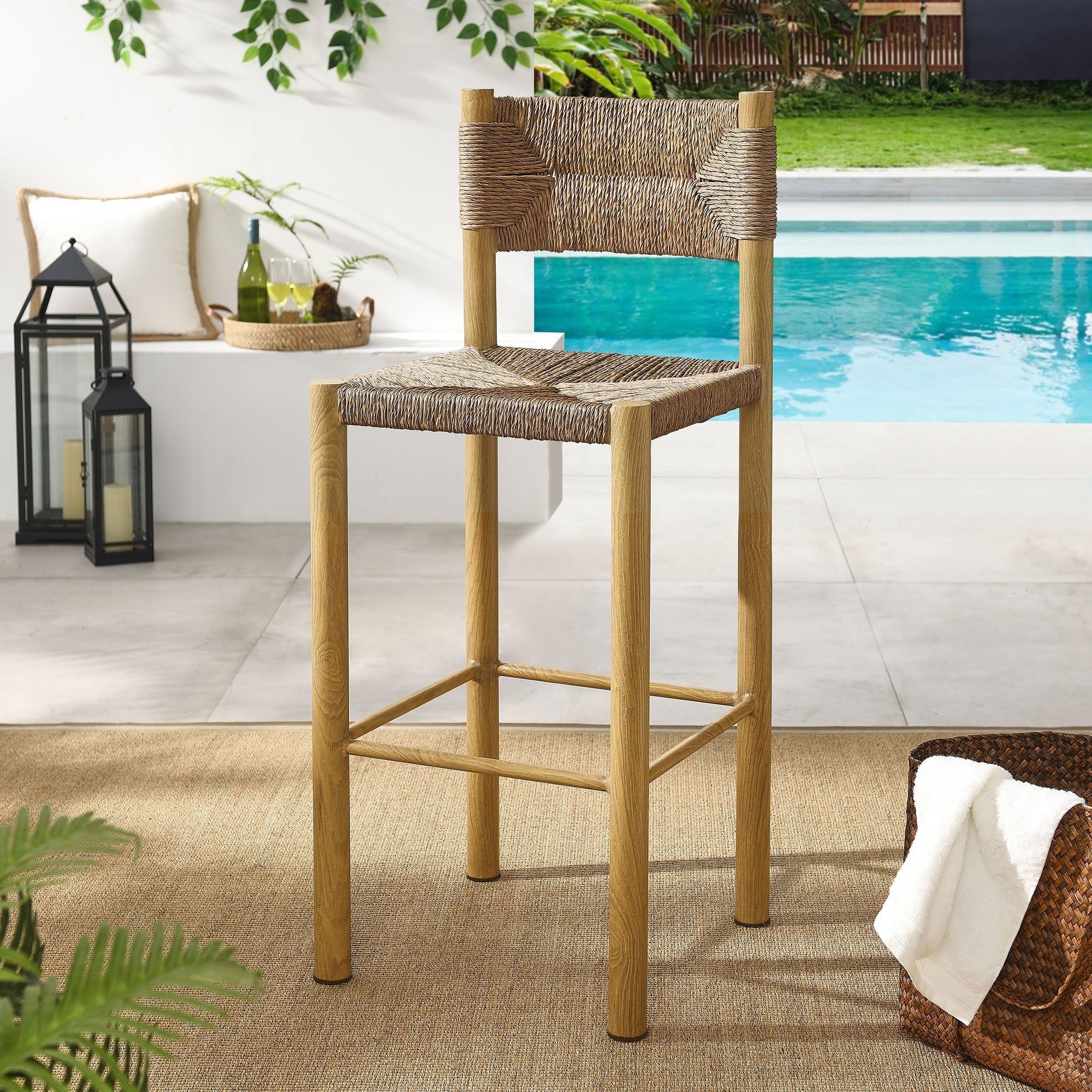 Parkland Outdoor Patio Rattan and Aluminum Bar Stools Set of 2 - Image 4