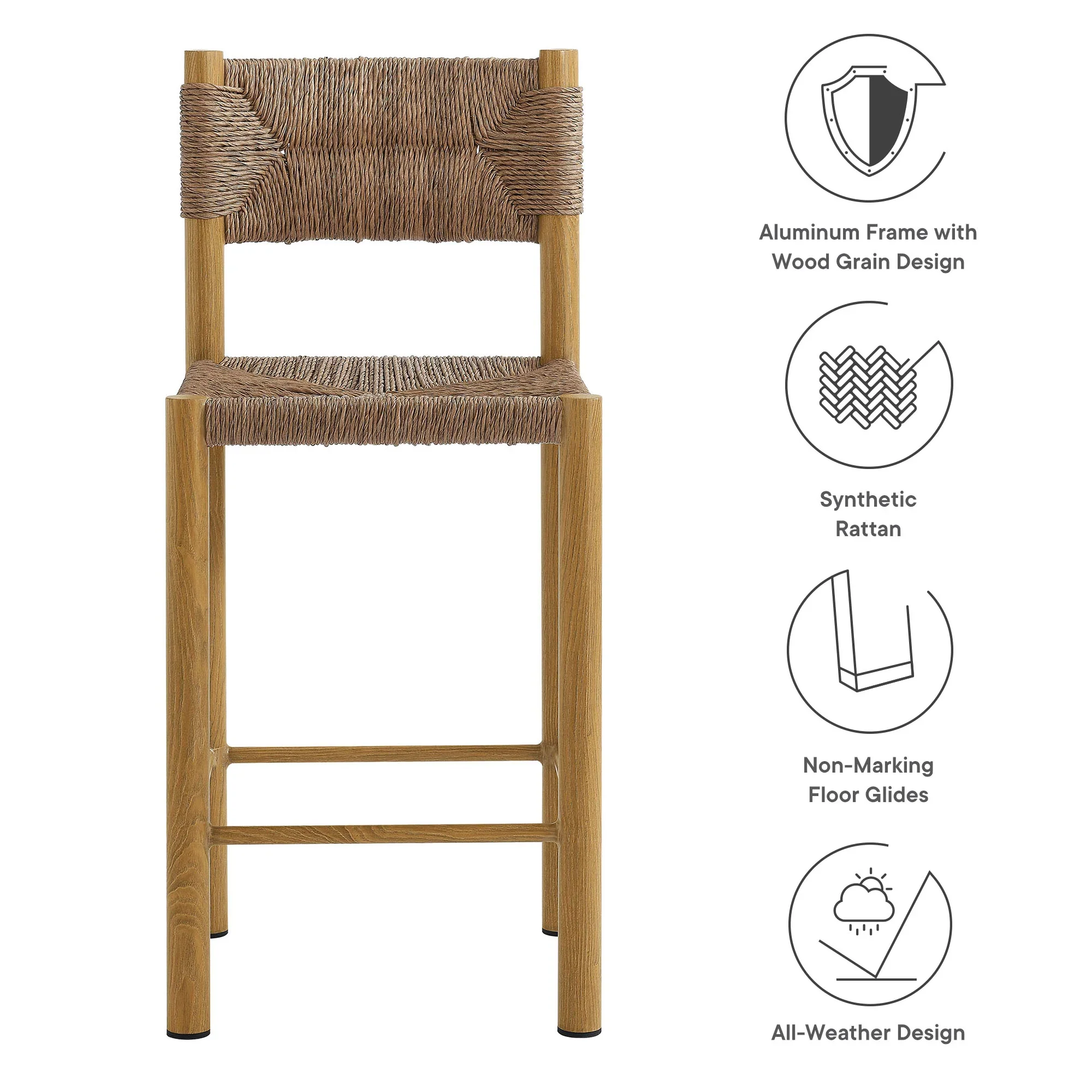 Parkland Outdoor Patio Rattan and Aluminum Counter Stools Set of 2 - Image 10