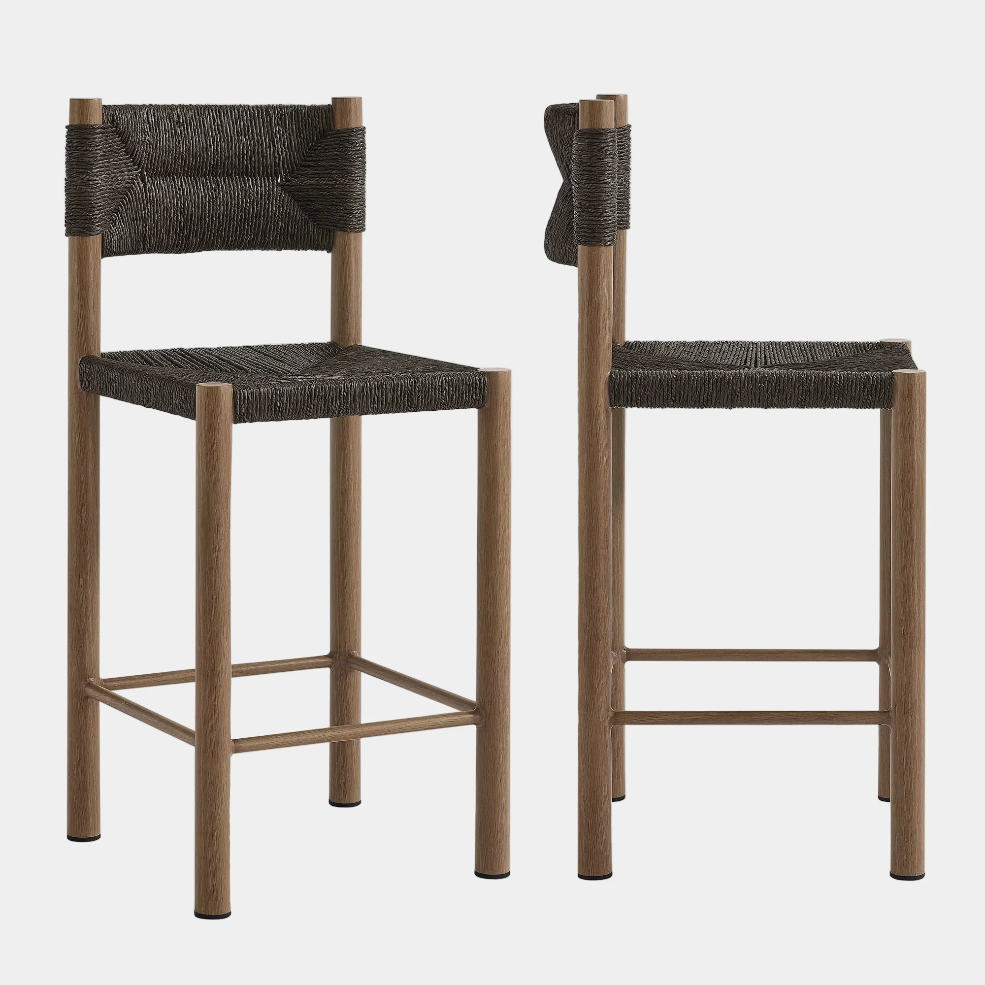Parkland Outdoor Patio Rattan and Aluminum Counter Stools Set of 2 - Image 12