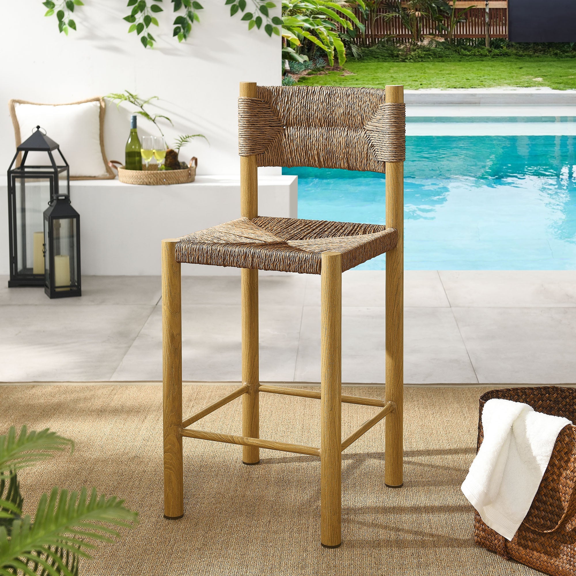 Parkland Outdoor Patio Rattan and Aluminum Counter Stools Set of 2 - Image 9