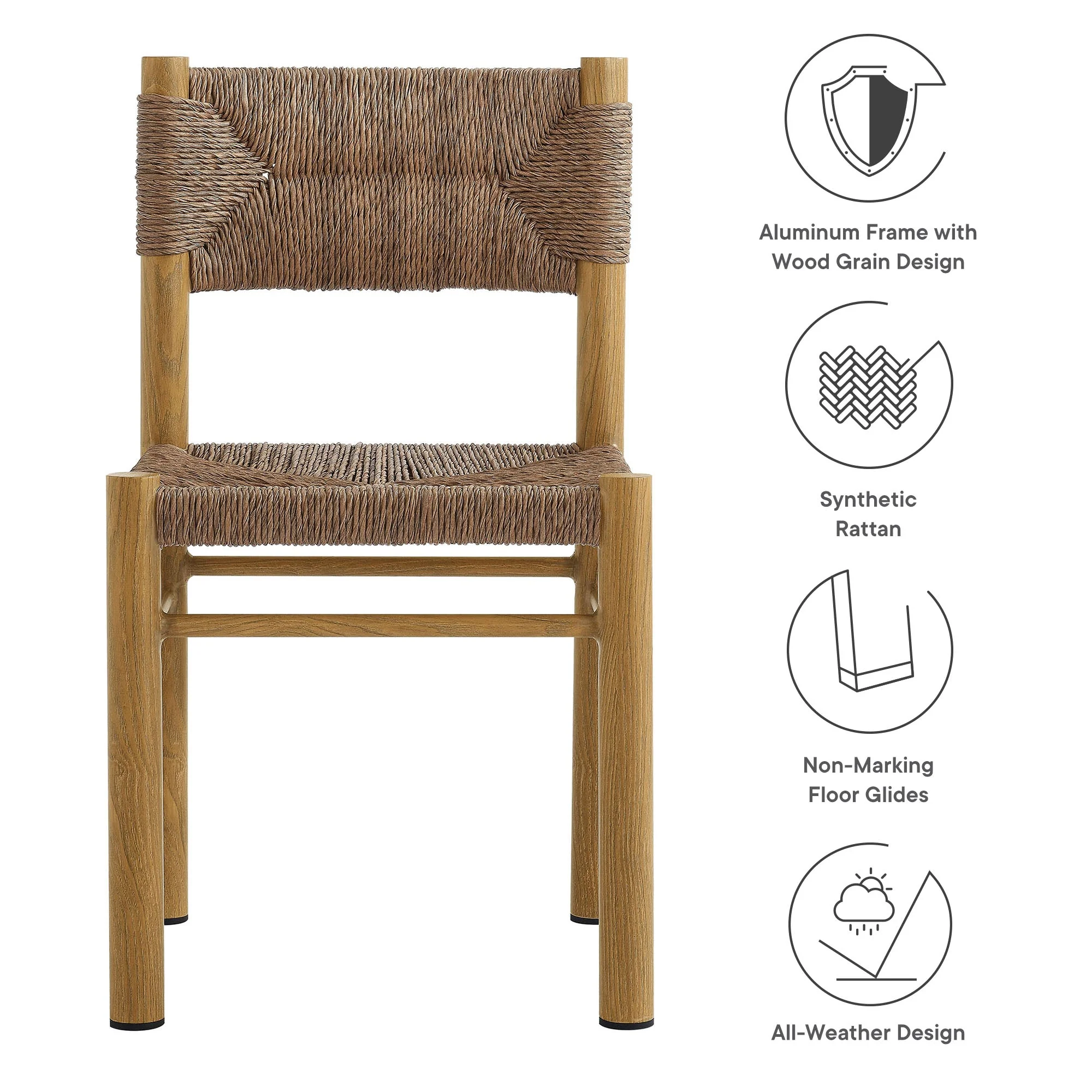 Parkland Outdoor Patio Rattan and Aluminum Dining Side Chairs Set of 2 - Image 10