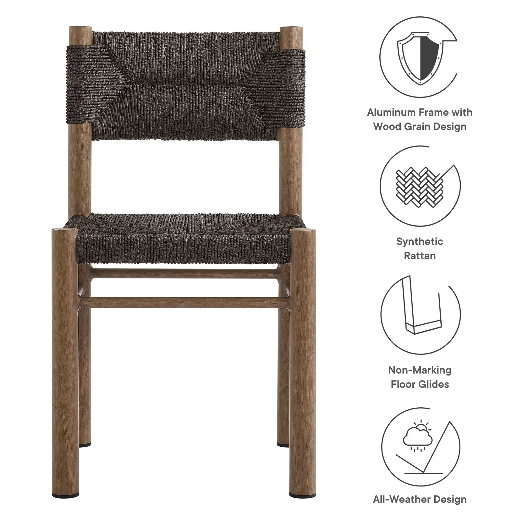 Parkland Outdoor Patio Rattan and Aluminum Dining Side Chairs Set of 2 - Image 20