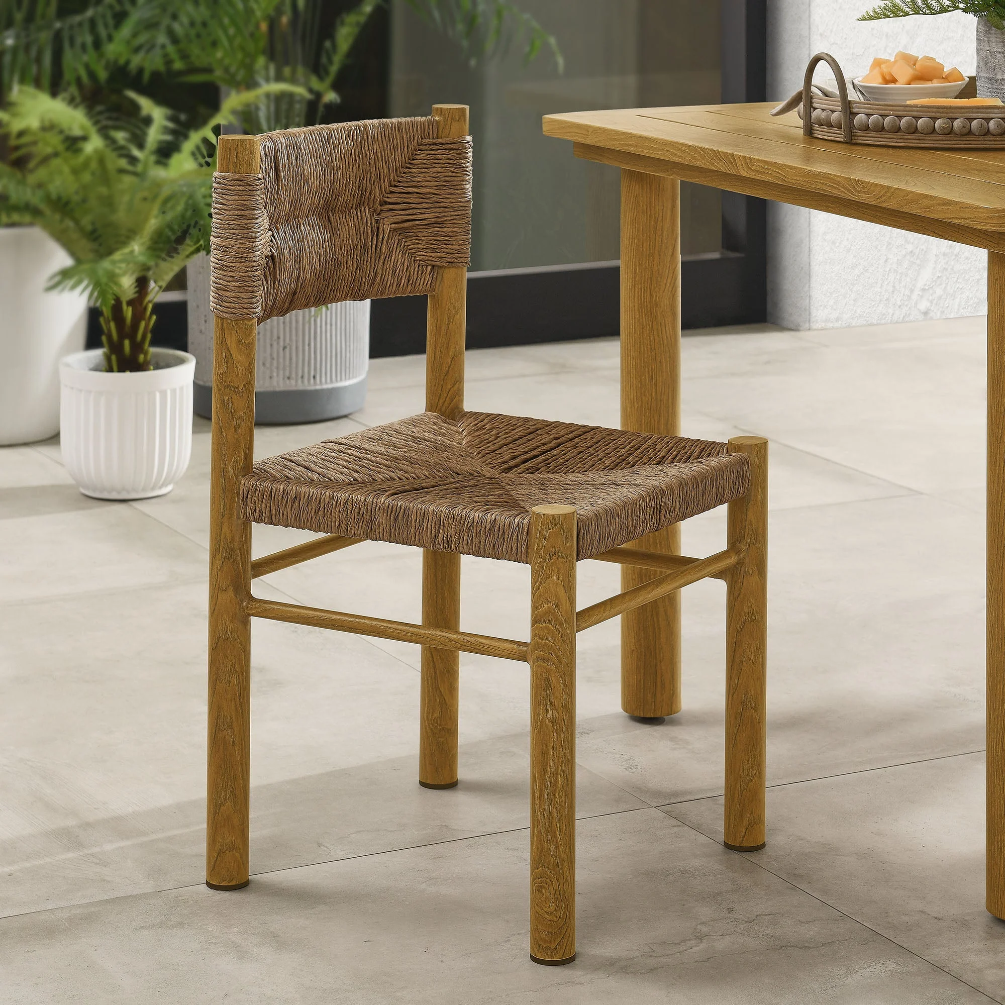 Parkland Outdoor Patio Rattan and Aluminum Dining Side Chairs Set of 2 - Image 3