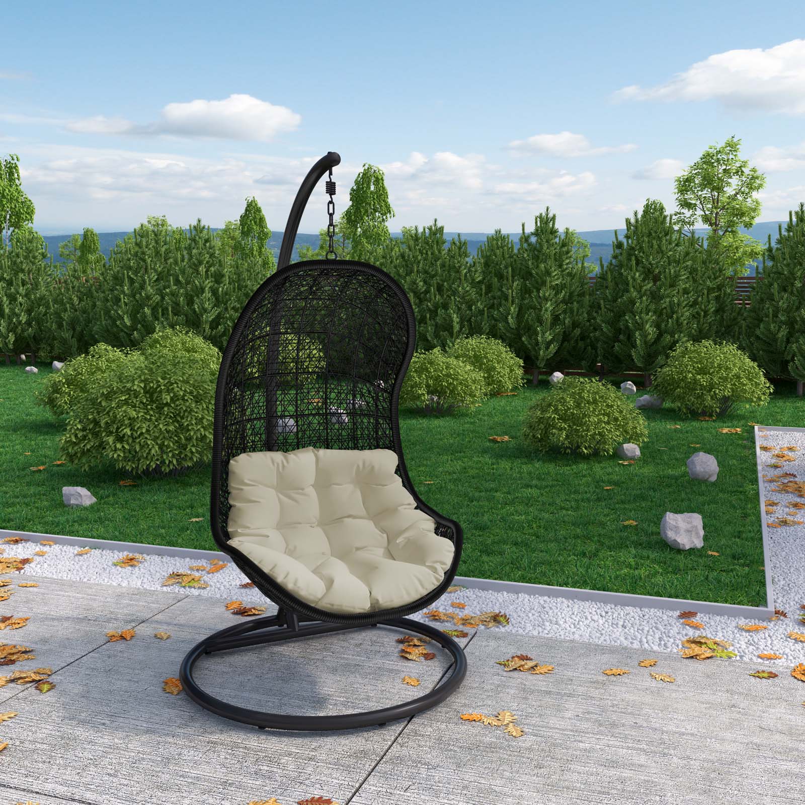 Parlay Swing Outdoor Patio Fabric Lounge Chair in Espresso Beige - Image 2