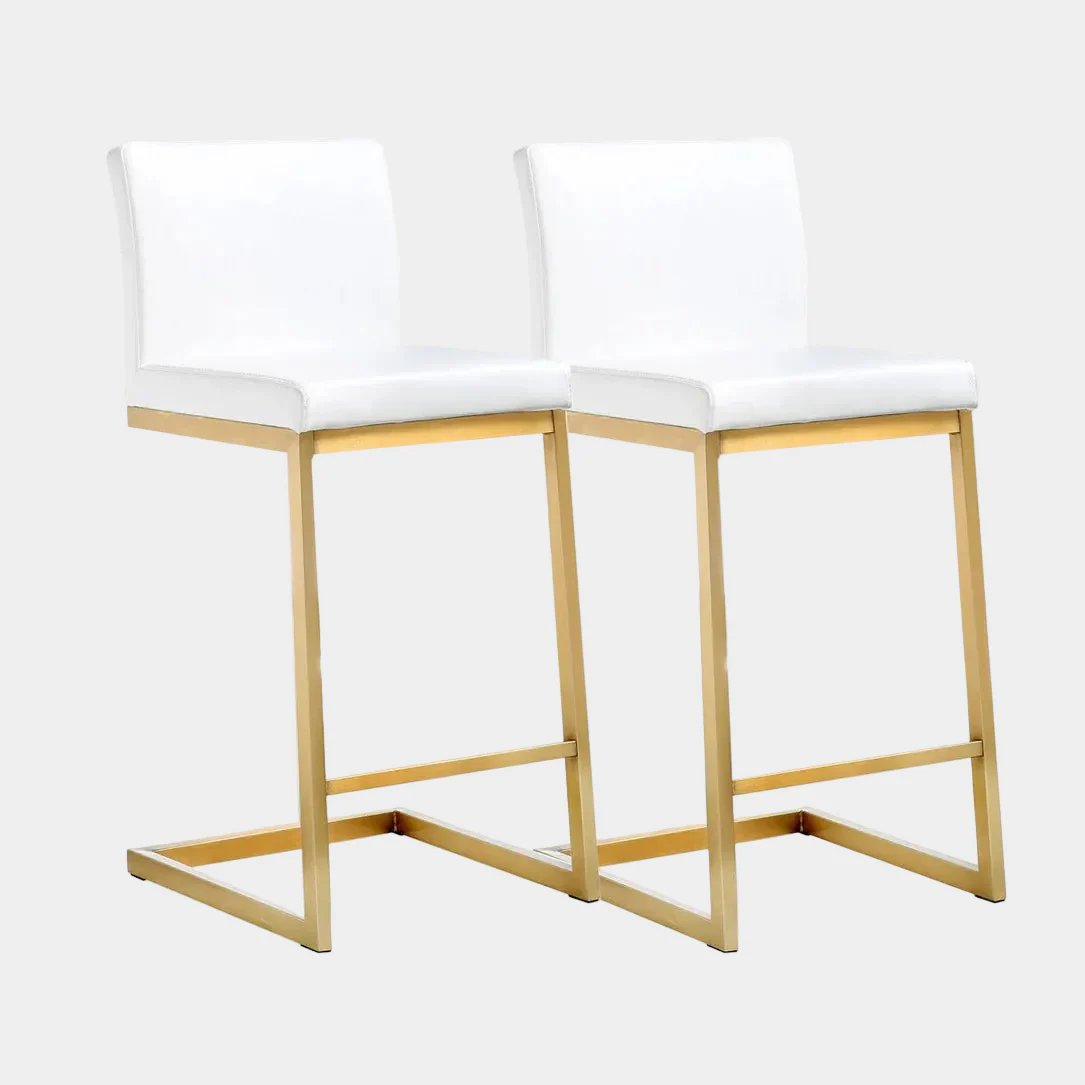 Parma Performance Vegan Leather and Gold Stainless Steel Counter Stool - Set of 2 - Image 10