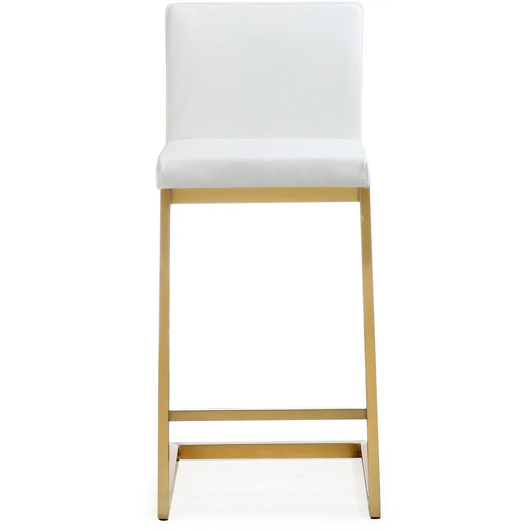 Parma Performance Vegan Leather and Gold Stainless Steel Counter Stool - Set of 2 - Image 14