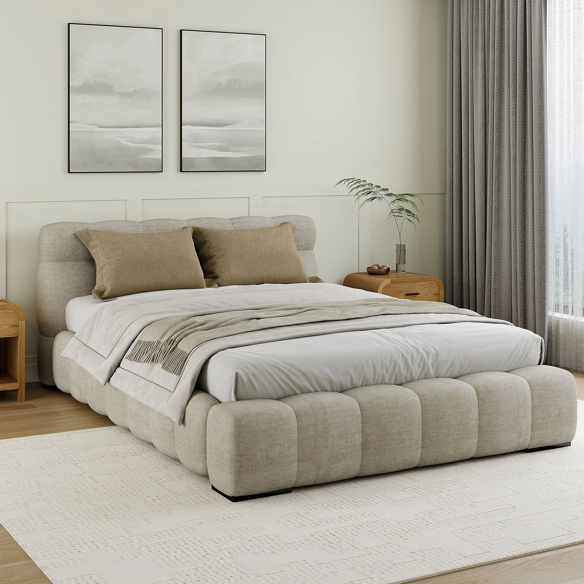 Pasha 60" Queen Platform Bed in Beige Pearl - Image 2