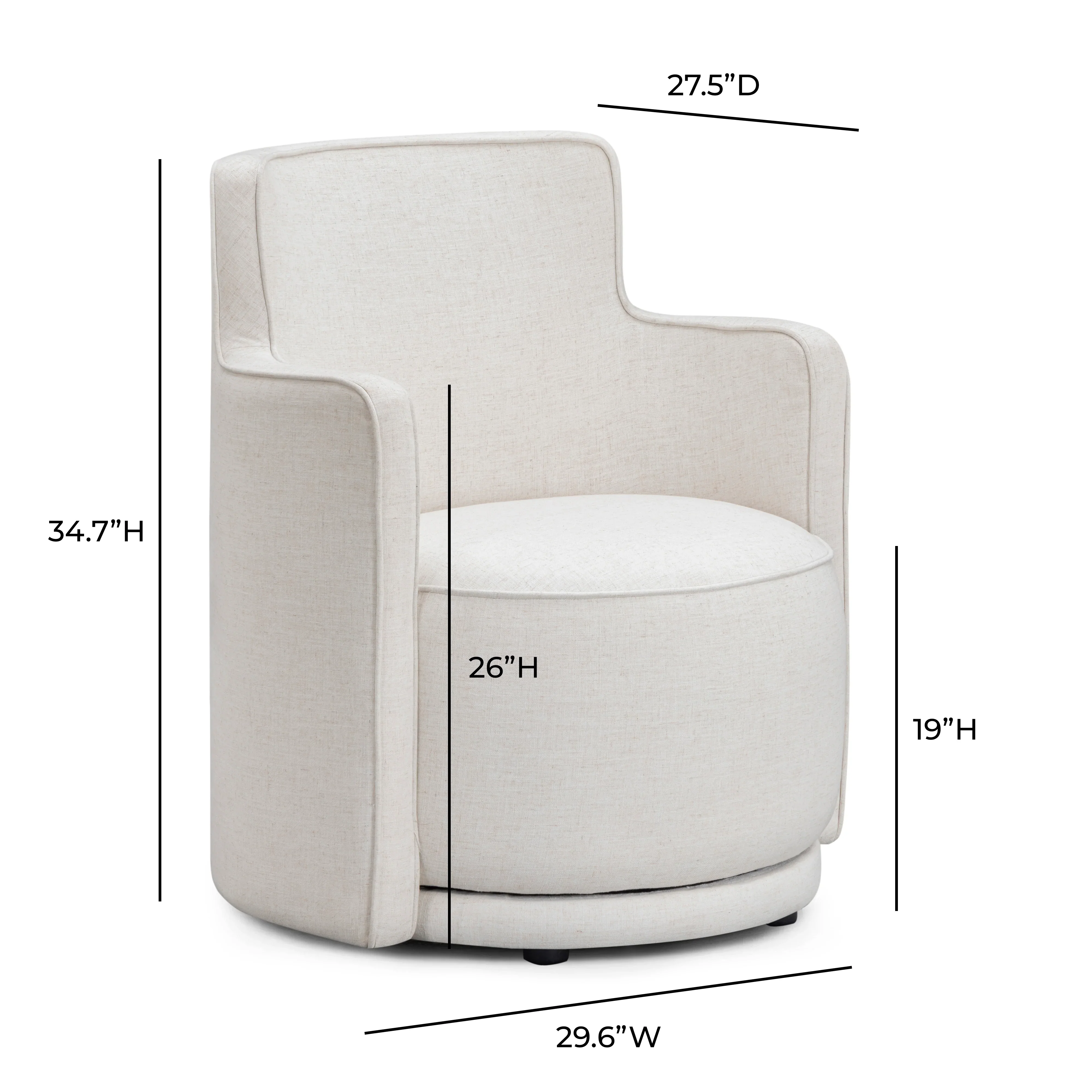 Passe Cream Upcycled Performance Linen Swivel Chair - Image 7