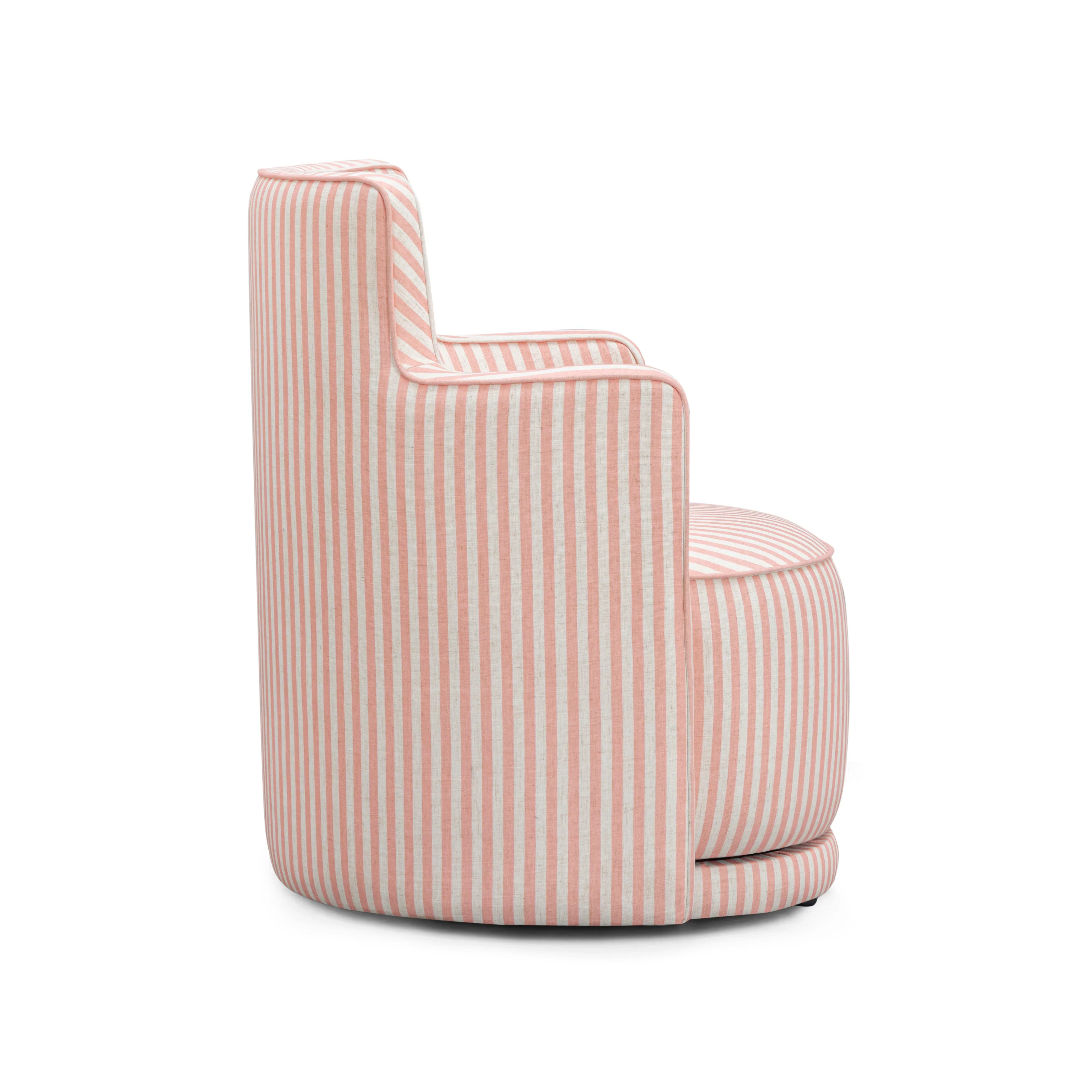 Passe Striped Linen Swivel Chair - Image 12