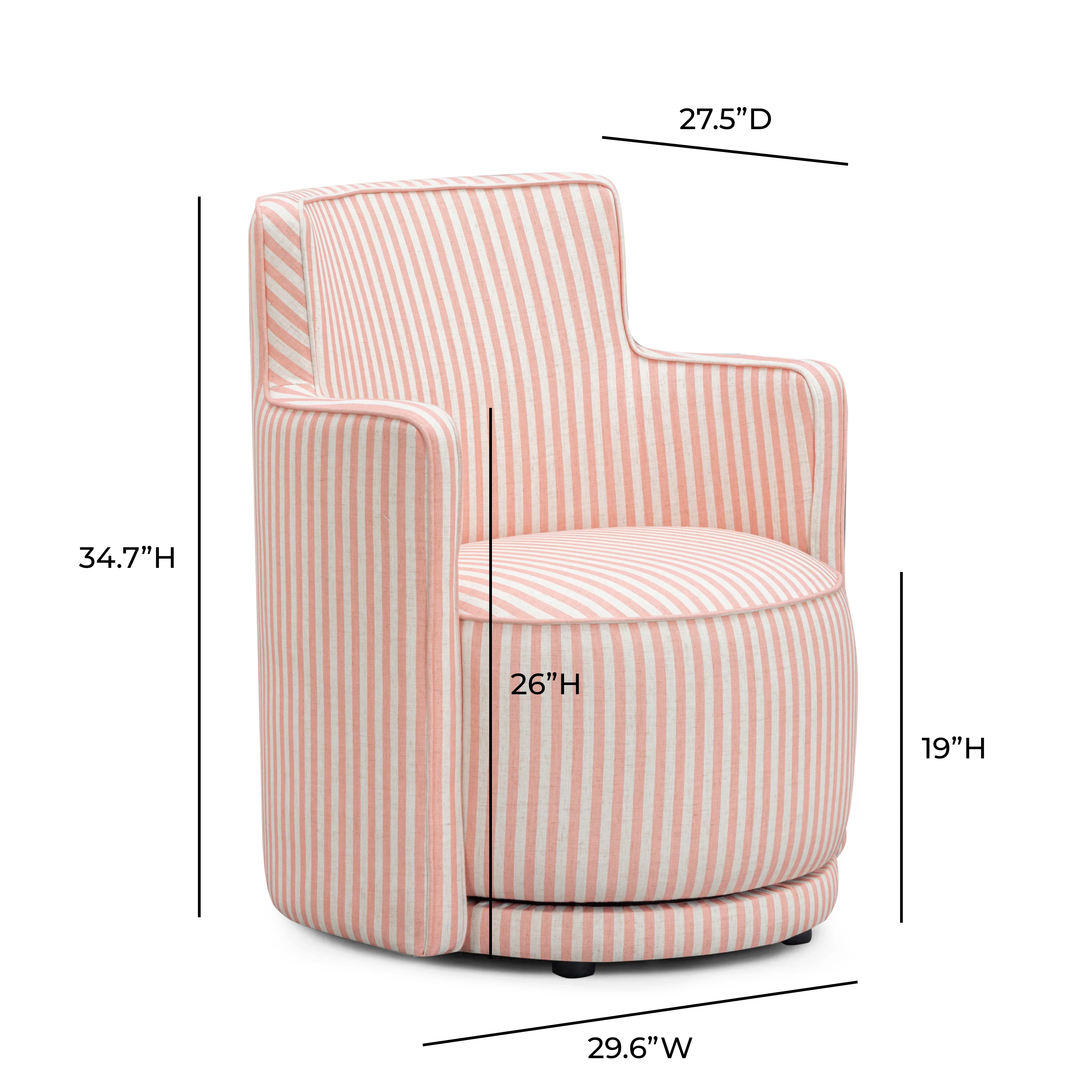 Passe Striped Linen Swivel Chair - Image 14