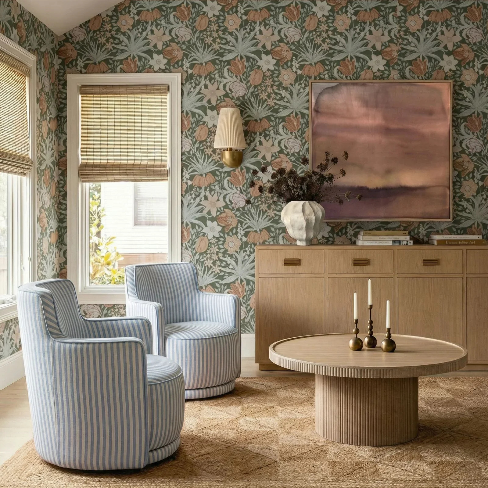 Passe Striped Linen Swivel Chair - Image 2