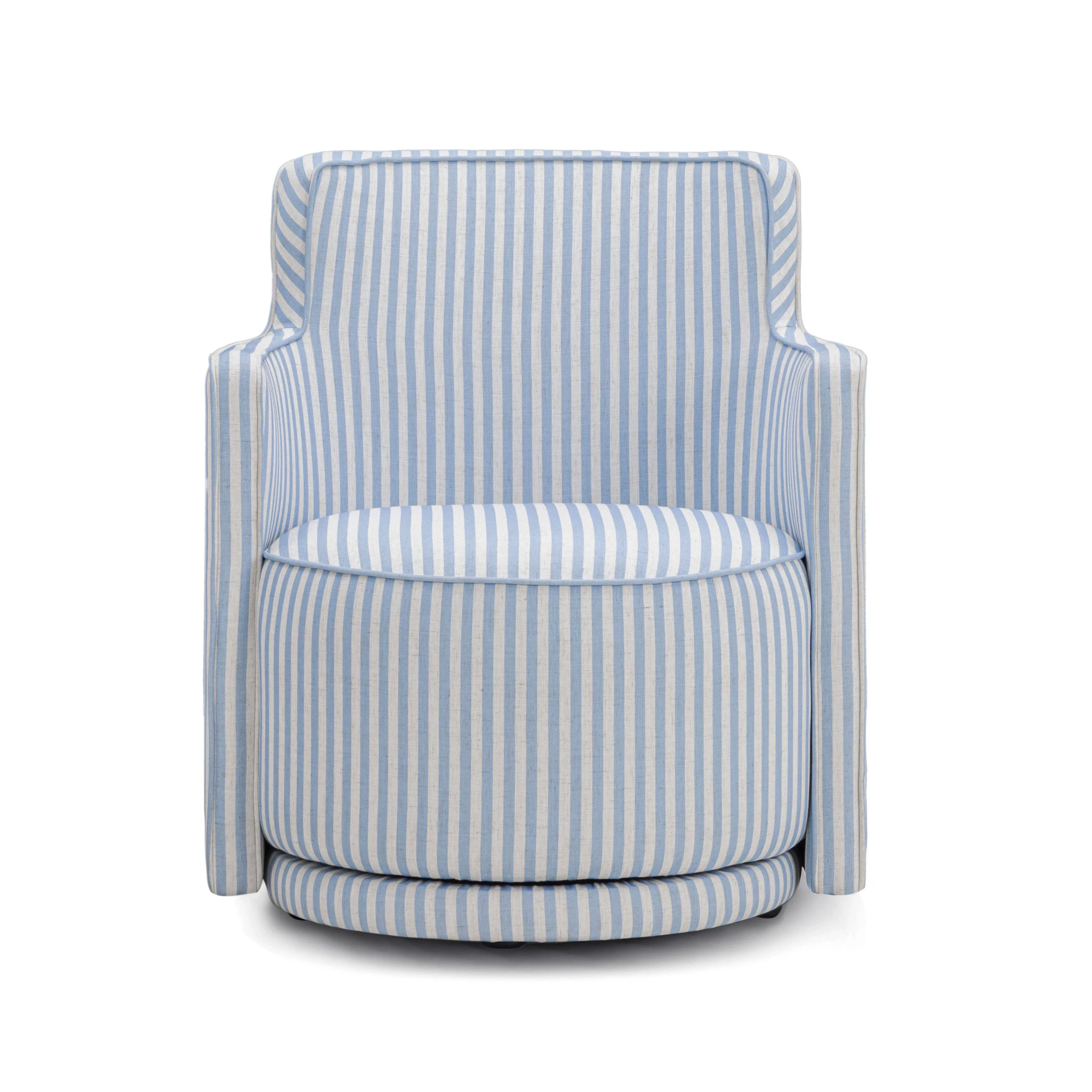 Passe Striped Linen Swivel Chair - Image 3