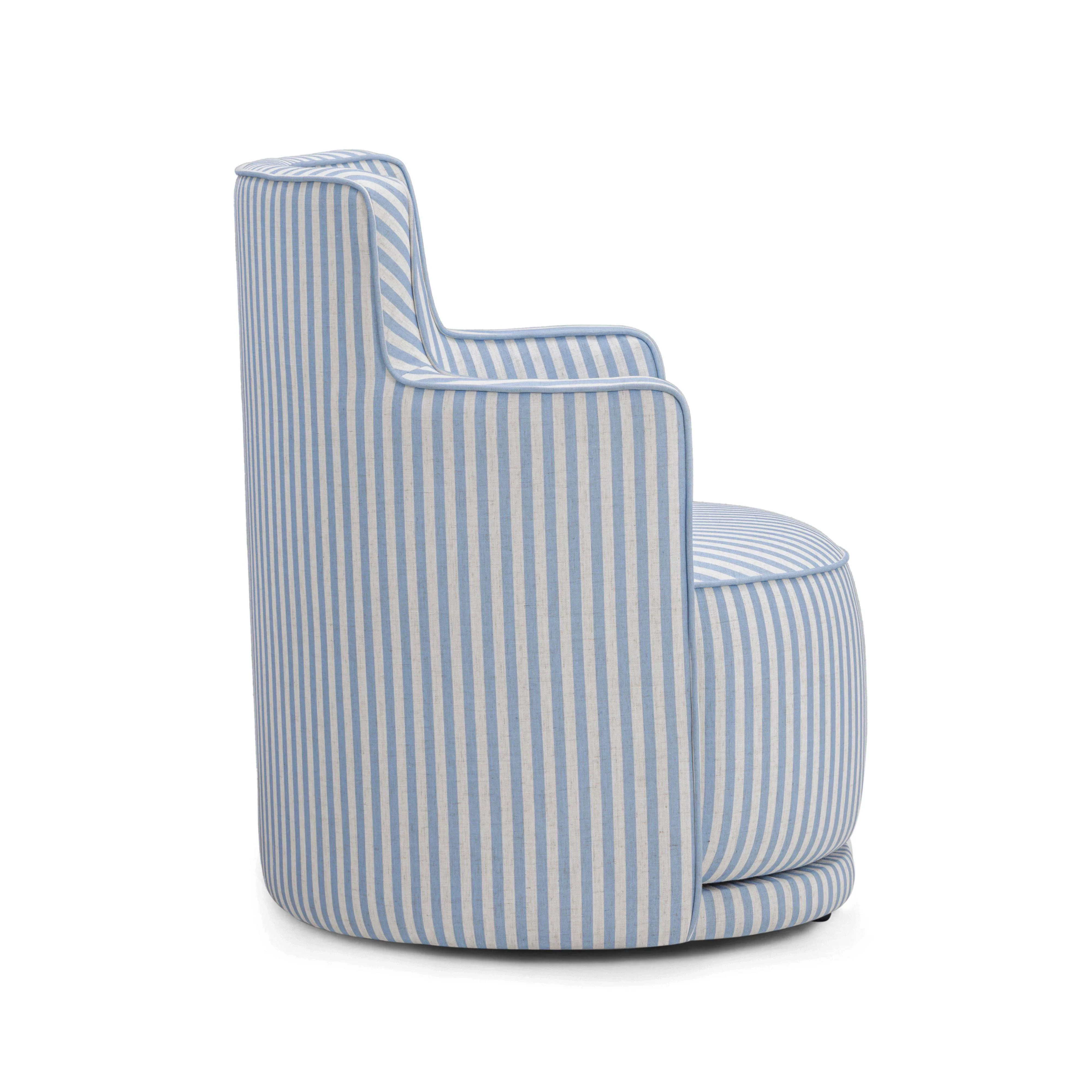 Passe Striped Linen Swivel Chair - Image 5