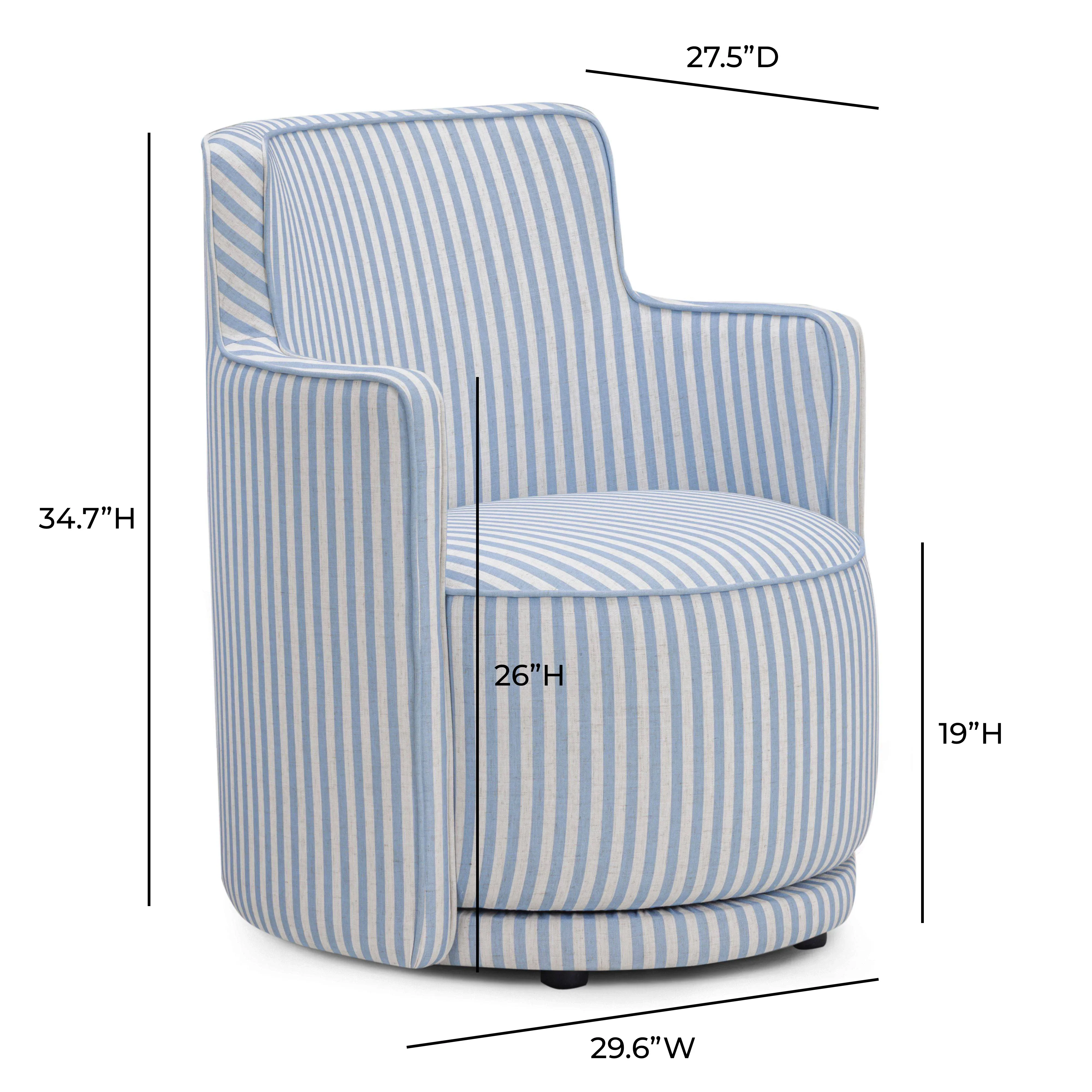 Passe Striped Linen Swivel Chair - Image 7