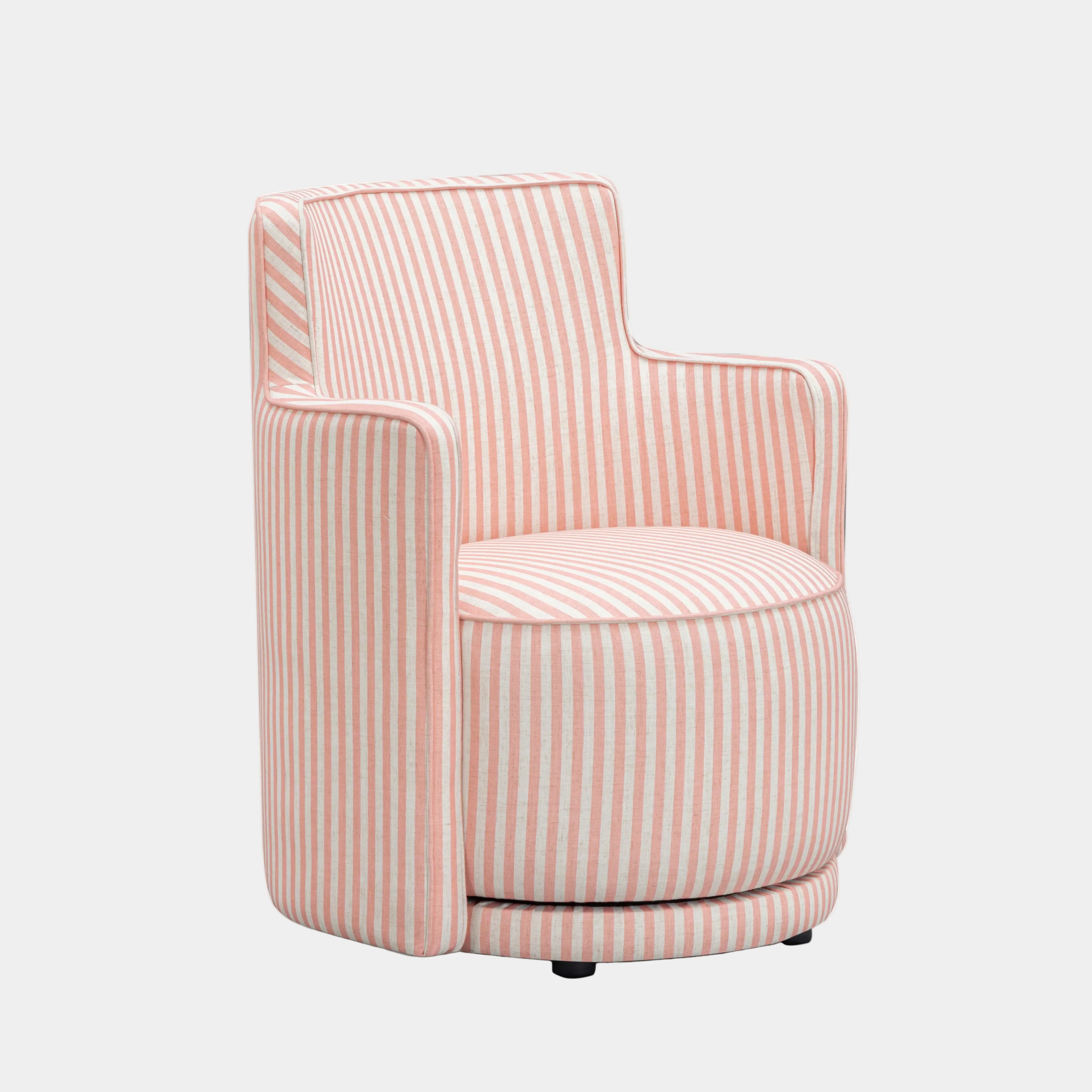 Passe Striped Linen Swivel Chair - Image 8