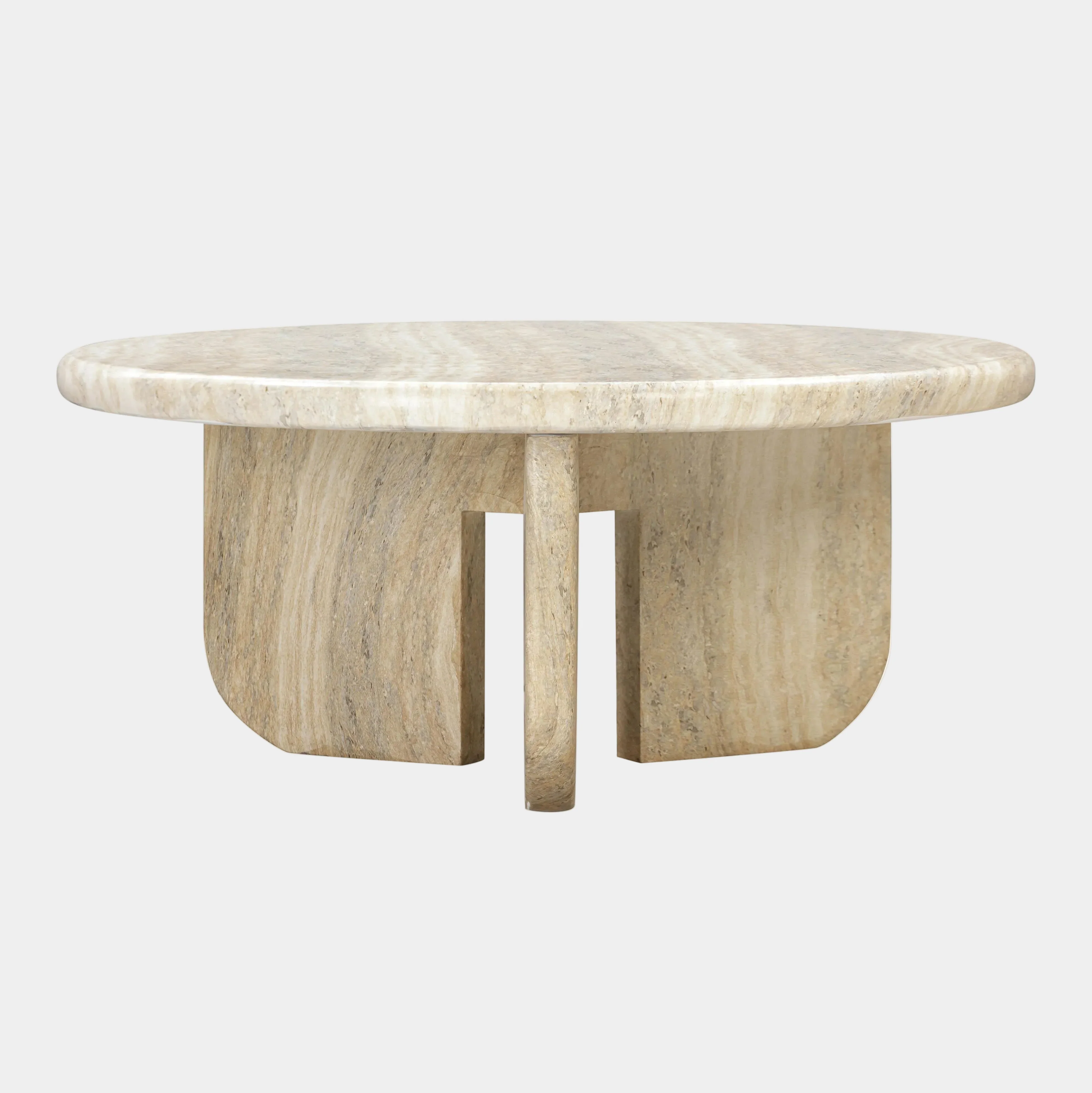 Patrizia 36" Faux Travertine Concrete Indoor / Outdoor Round Coffee Table