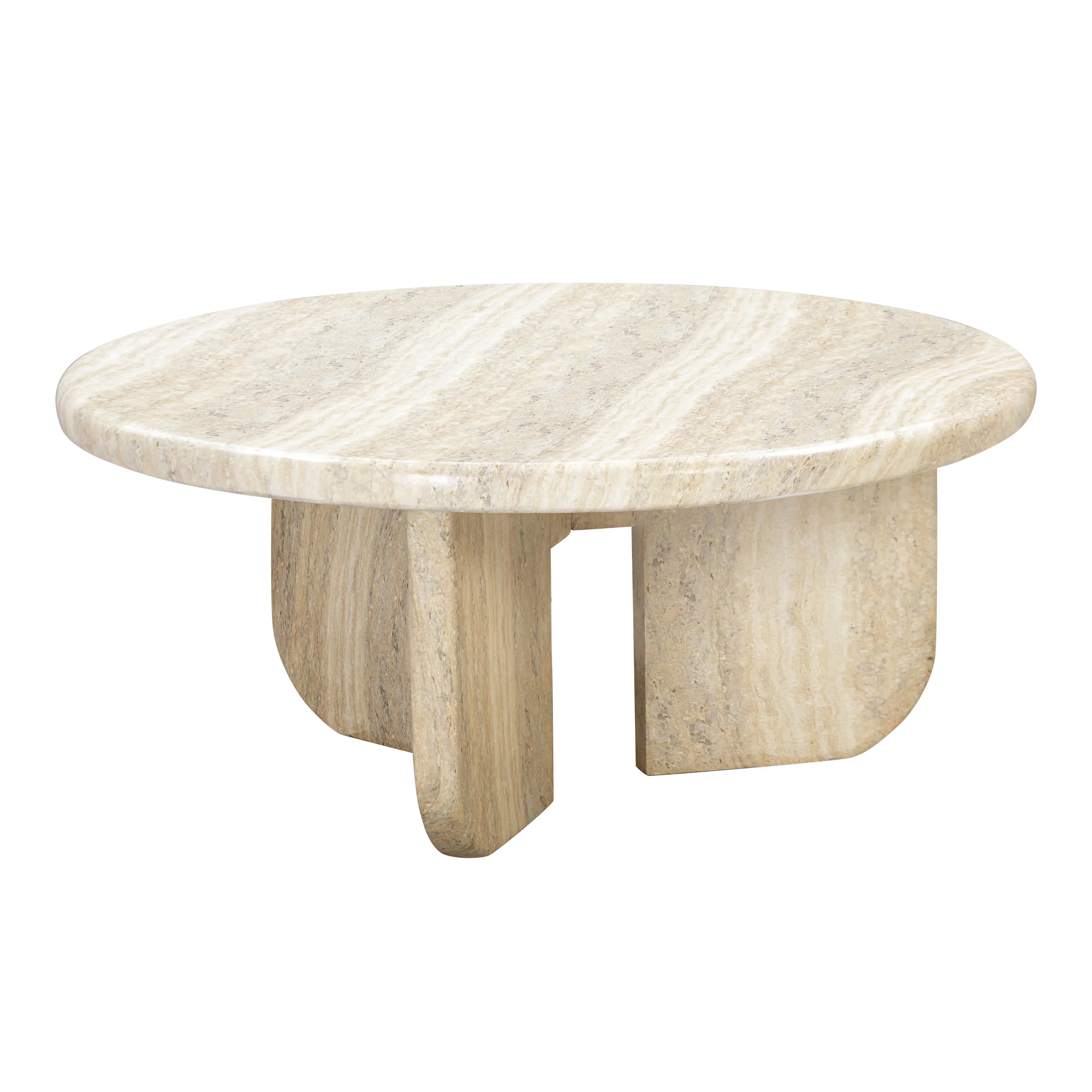 Patrizia 36" Faux Travertine Concrete Indoor / Outdoor Round Coffee Table - Image 4