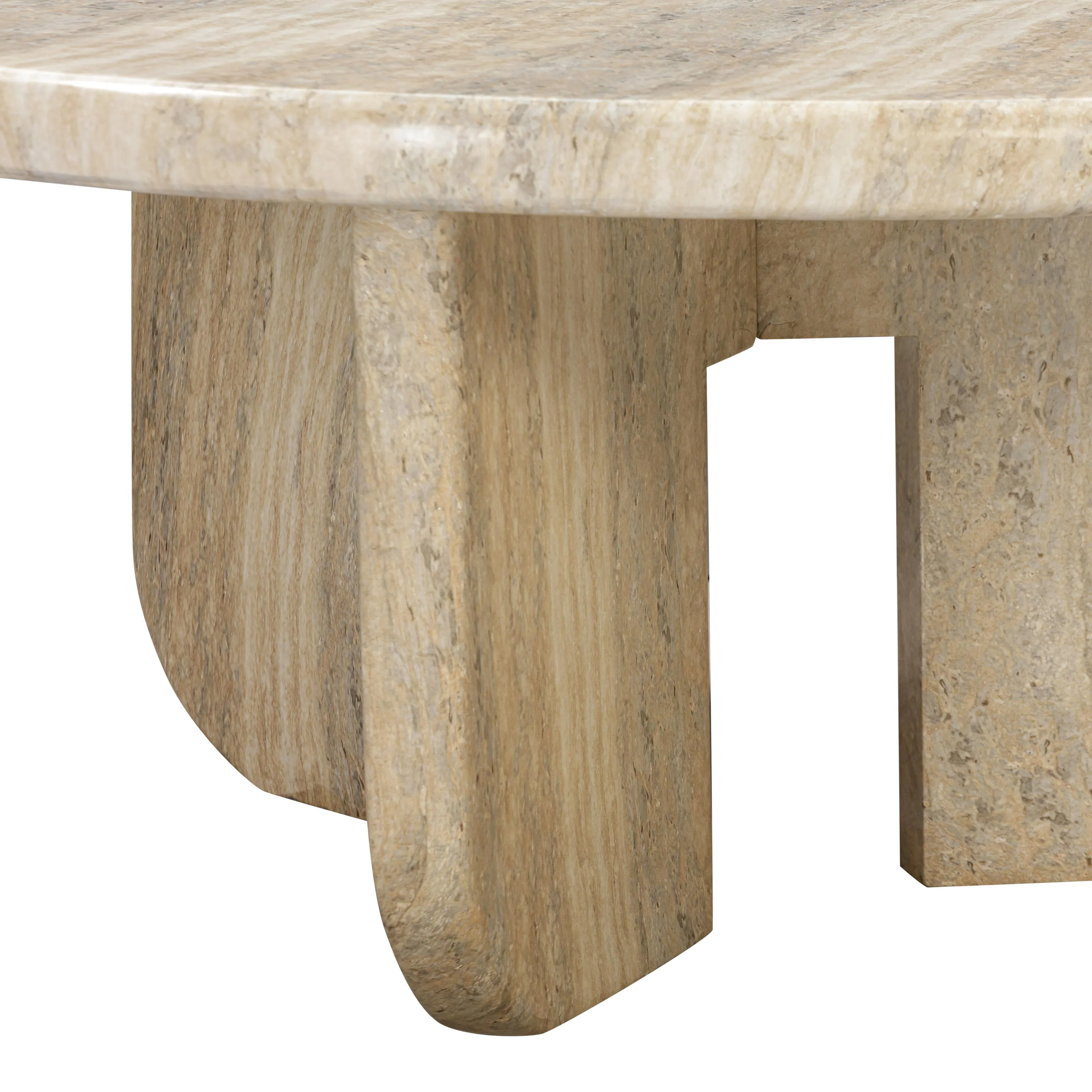 Patrizia 36" Faux Travertine Concrete Indoor / Outdoor Round Coffee Table - Image 6