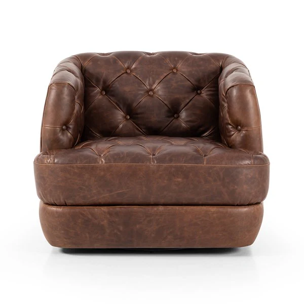 Hattie Leather Swivel Chair - Image 4