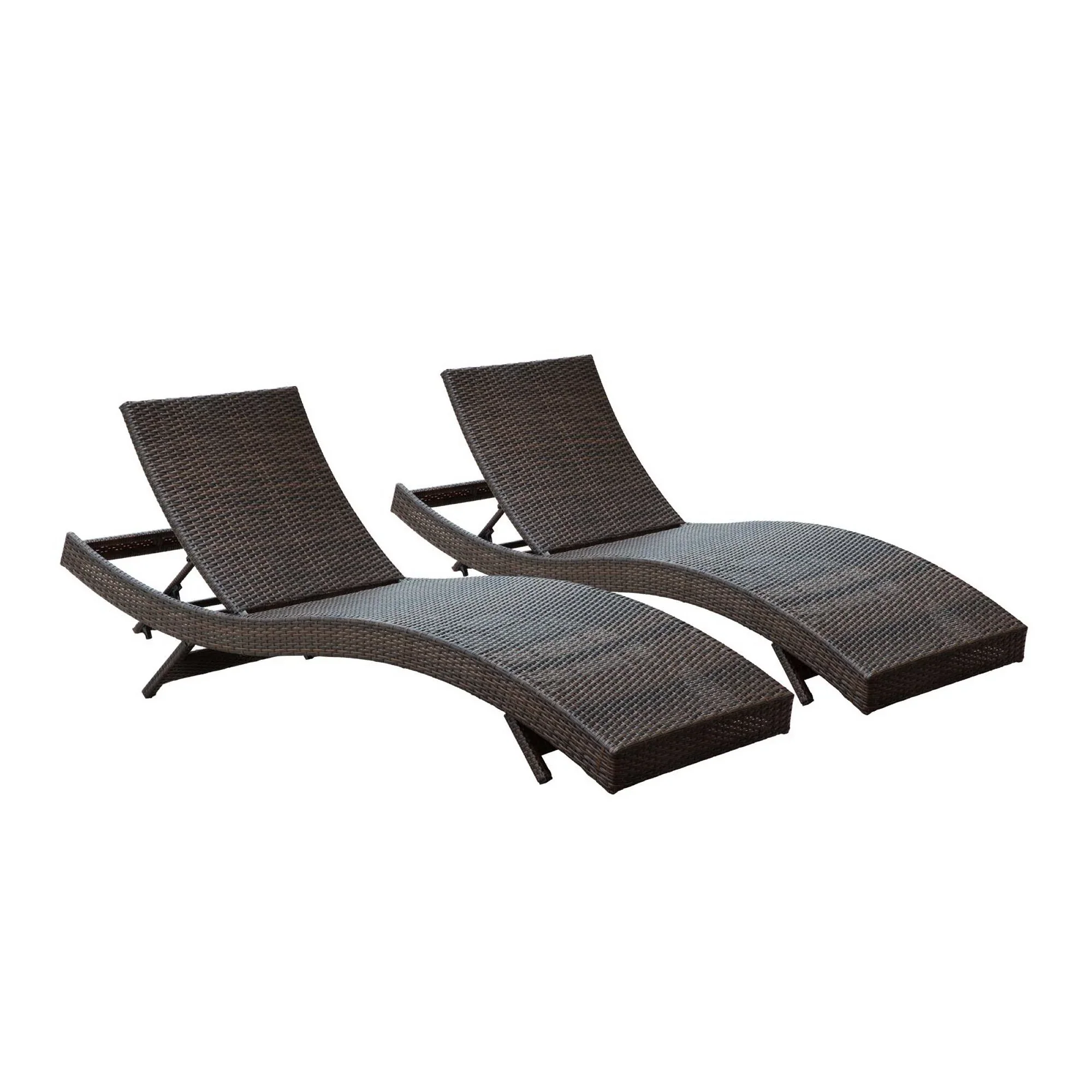 Peer Outdoor Patio Chaise Set of 2 in Brown White - Image 3