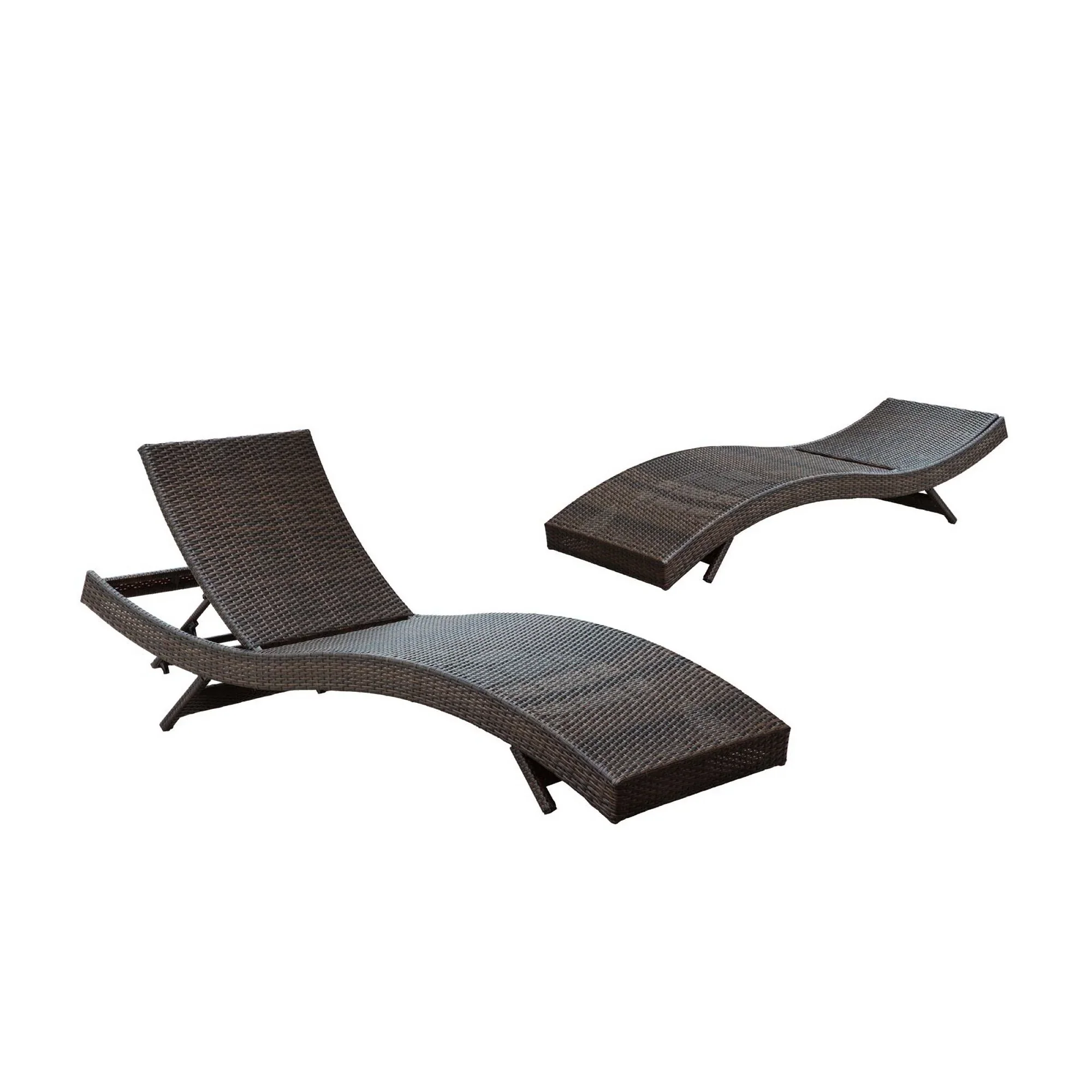 Peer Outdoor Patio Chaise Set of 2 in Brown White - Image 5