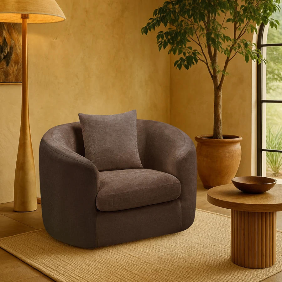 Penelope Chenille Fabric Upholstered Accent Chair - Image 98