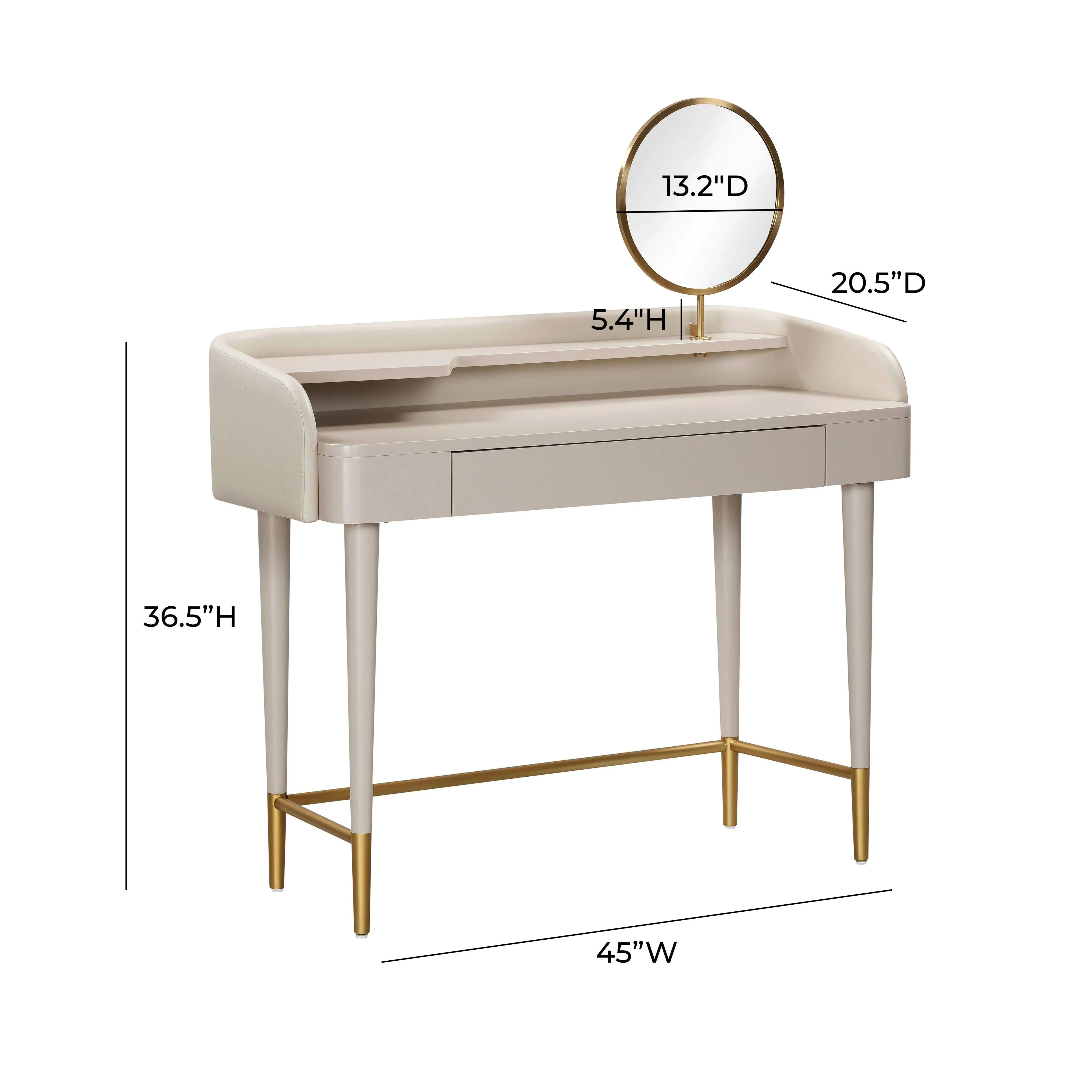 Penelope 45" Vegan Leather Wrapped Vanity Desk With Drawer - Image 18