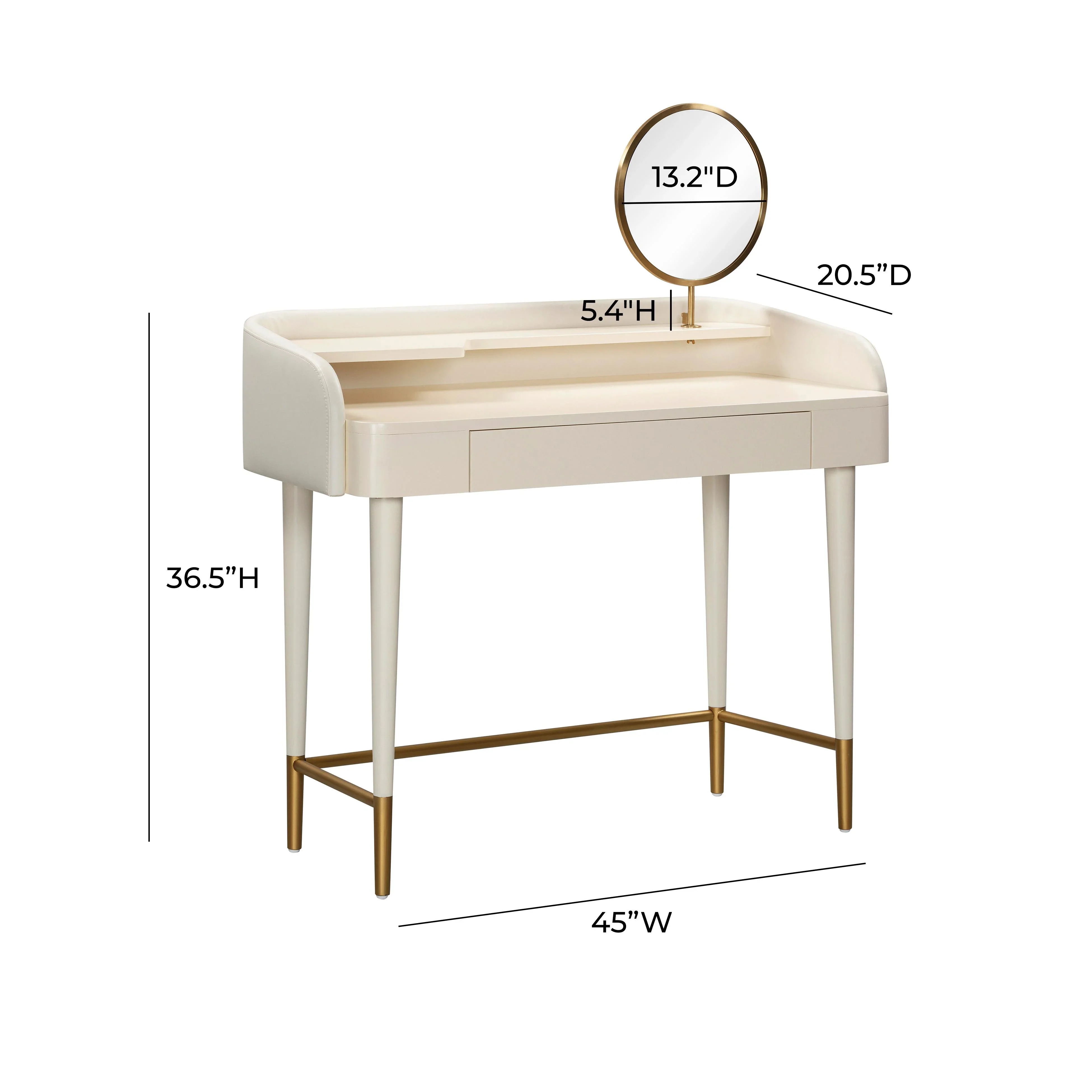 Penelope 45" Vegan Leather Wrapped Vanity Desk With Drawer - Image 9