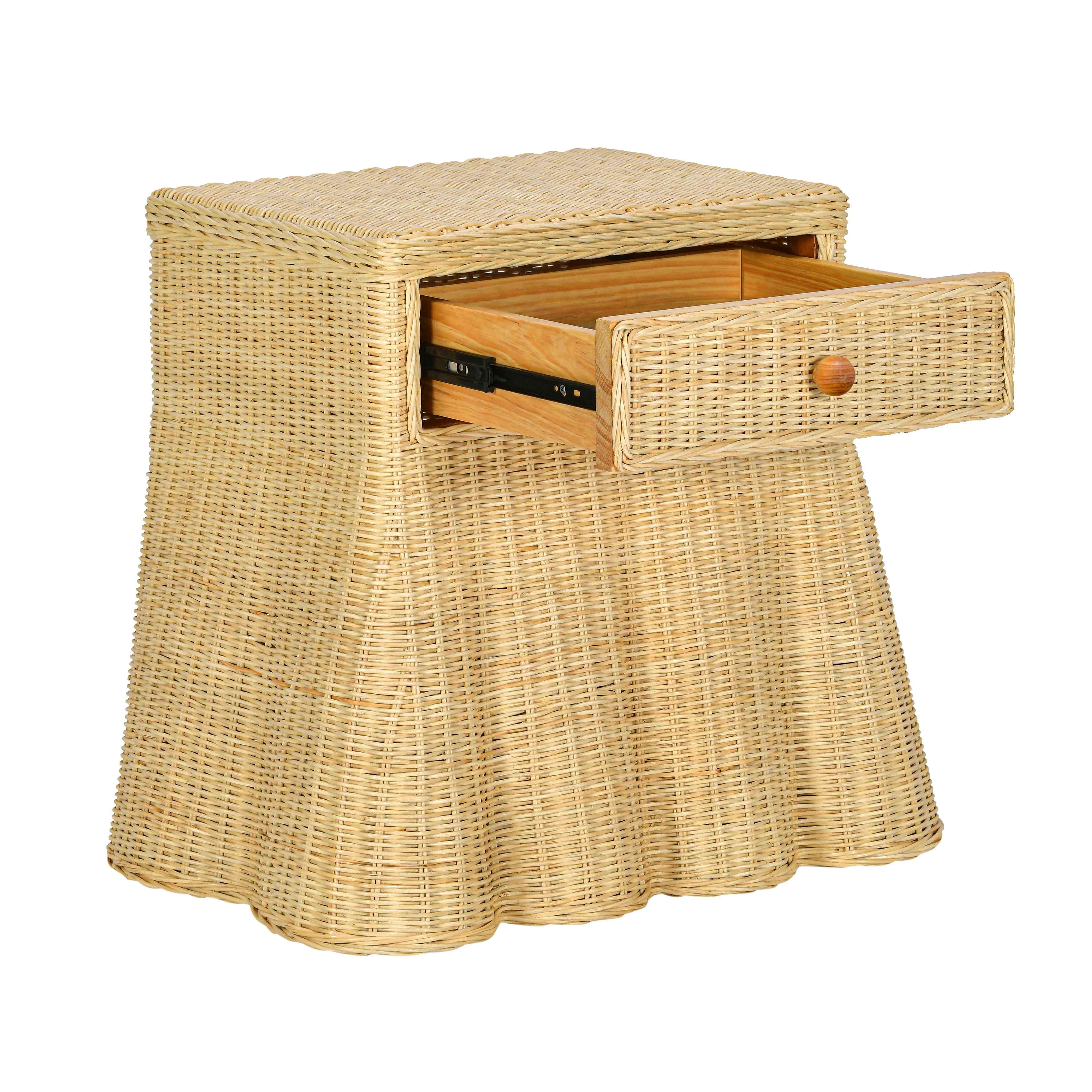 Pentra 25" Natural Rattan Nightstand With Drawer - Image 4