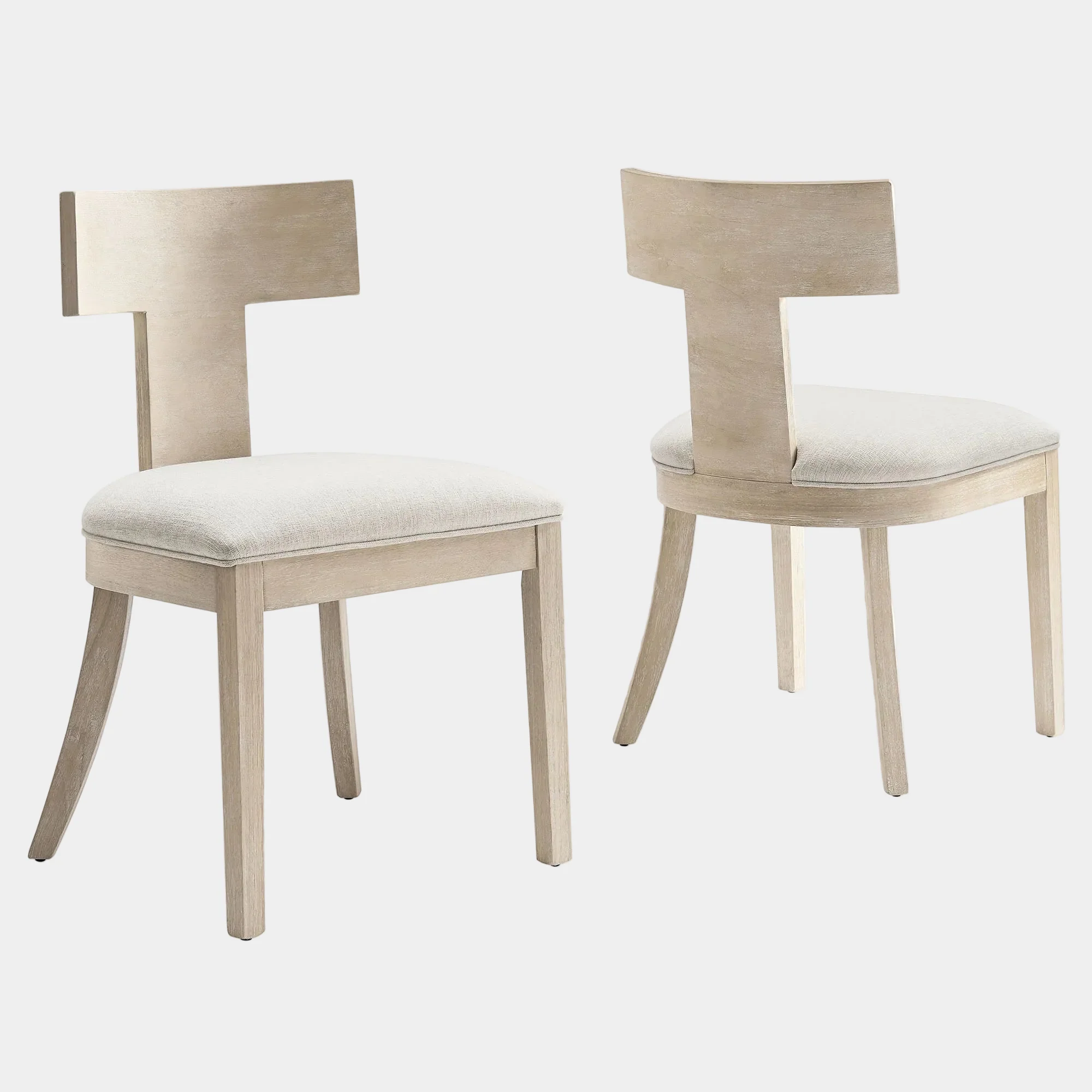 Peregrine Wood and Fabric Upholstered Dining Chairs Set of 2