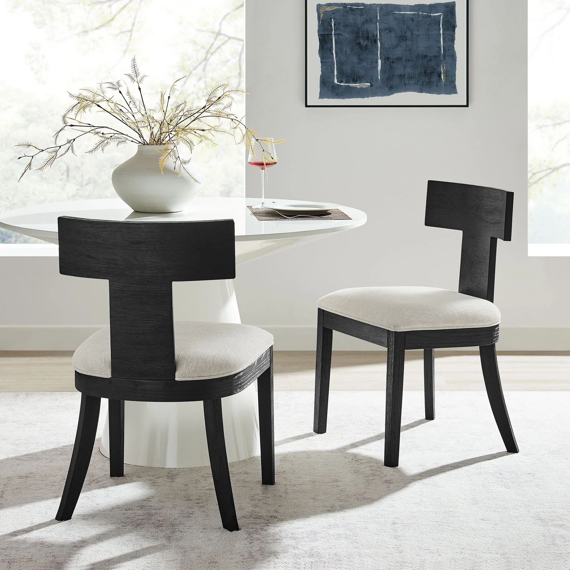 Peregrine Wood and Fabric Upholstered Dining Chairs Set of 2 - Image 12