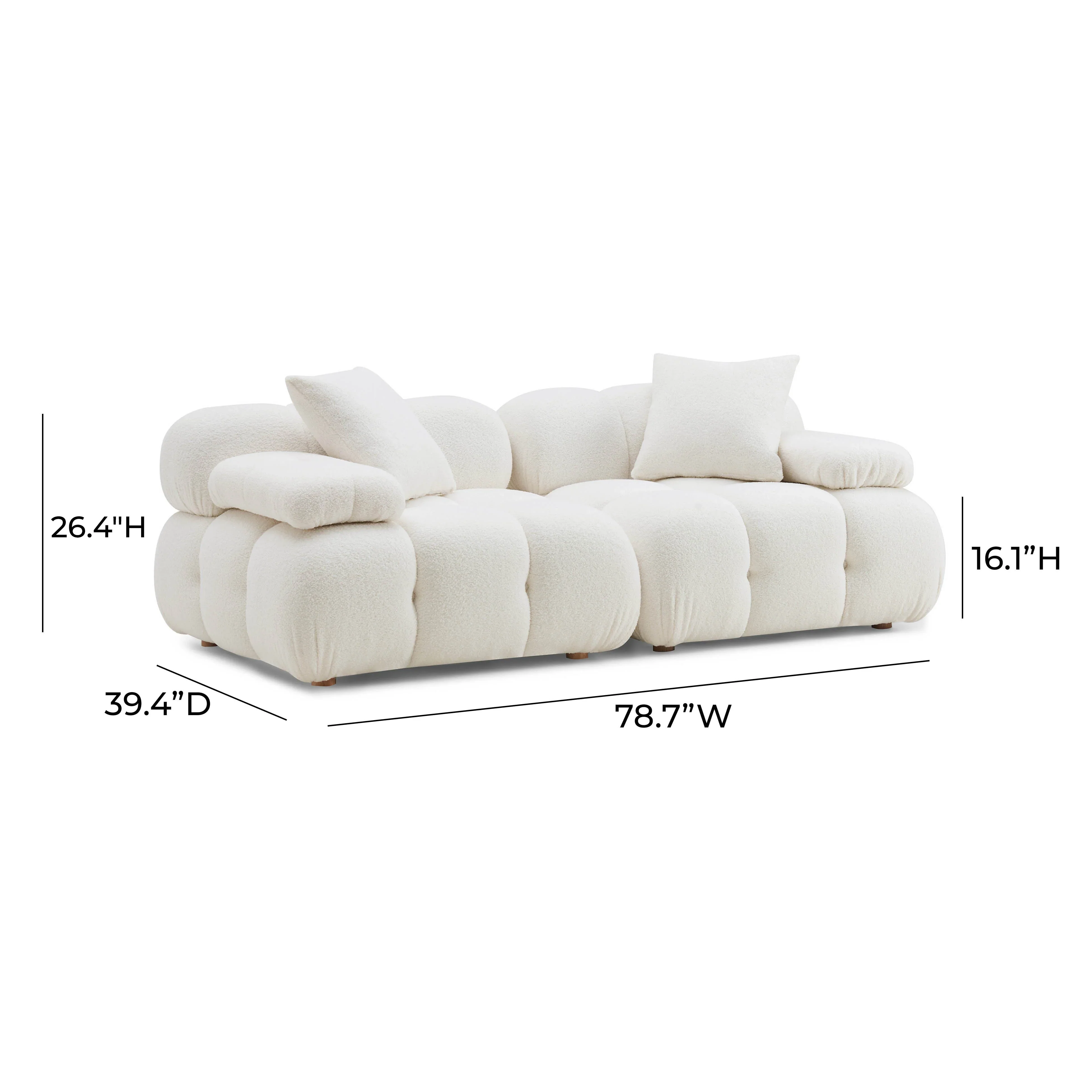 Calliope 79" Performance Vegan Shearling Modular Loveseat - Image 5