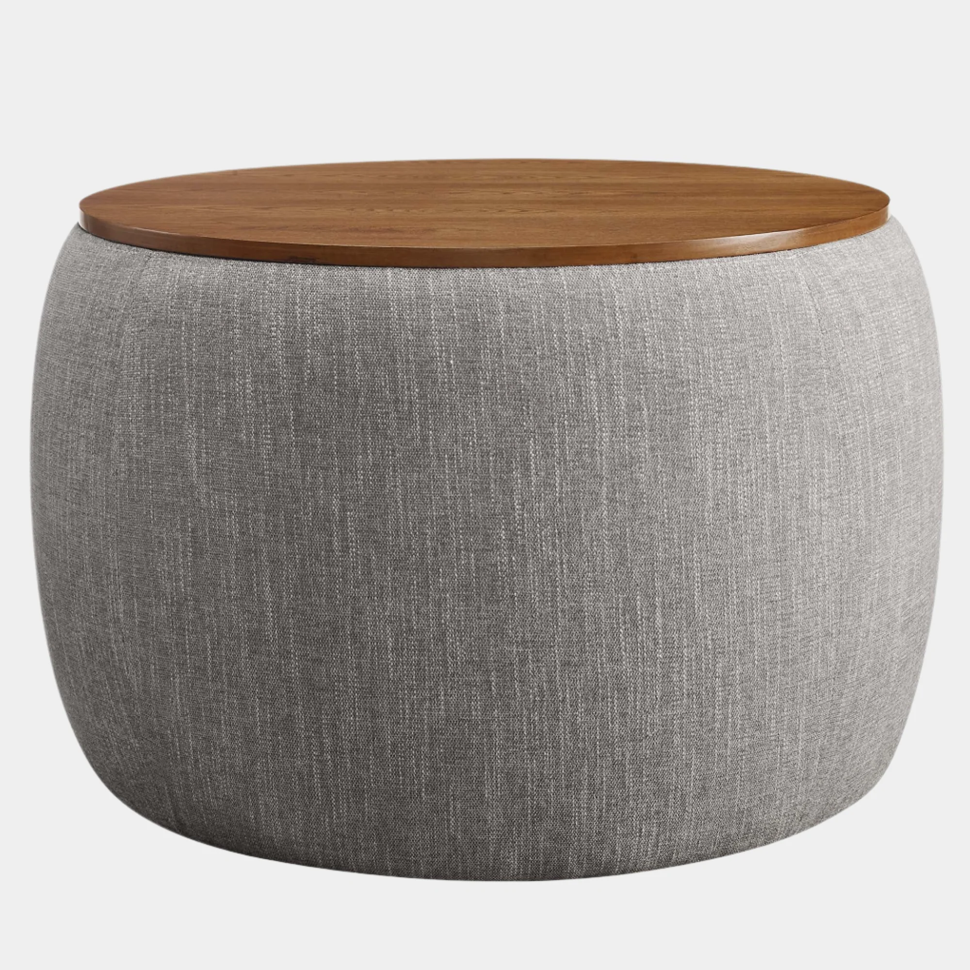 Perla Woven Heathered Fabric Upholstered Storage Ottoman - Image 10