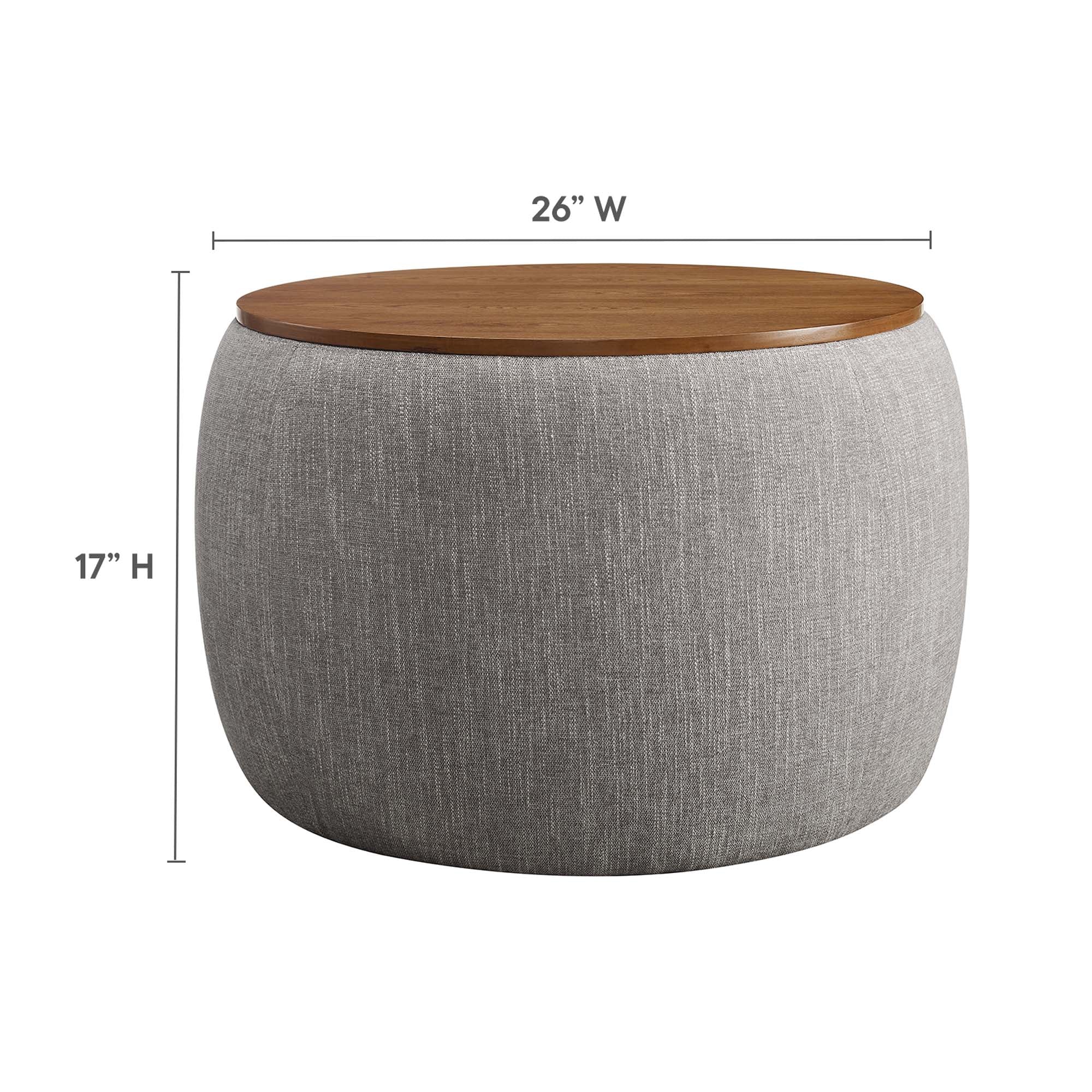 Perla Woven Heathered Fabric Upholstered Storage Ottoman - Image 18